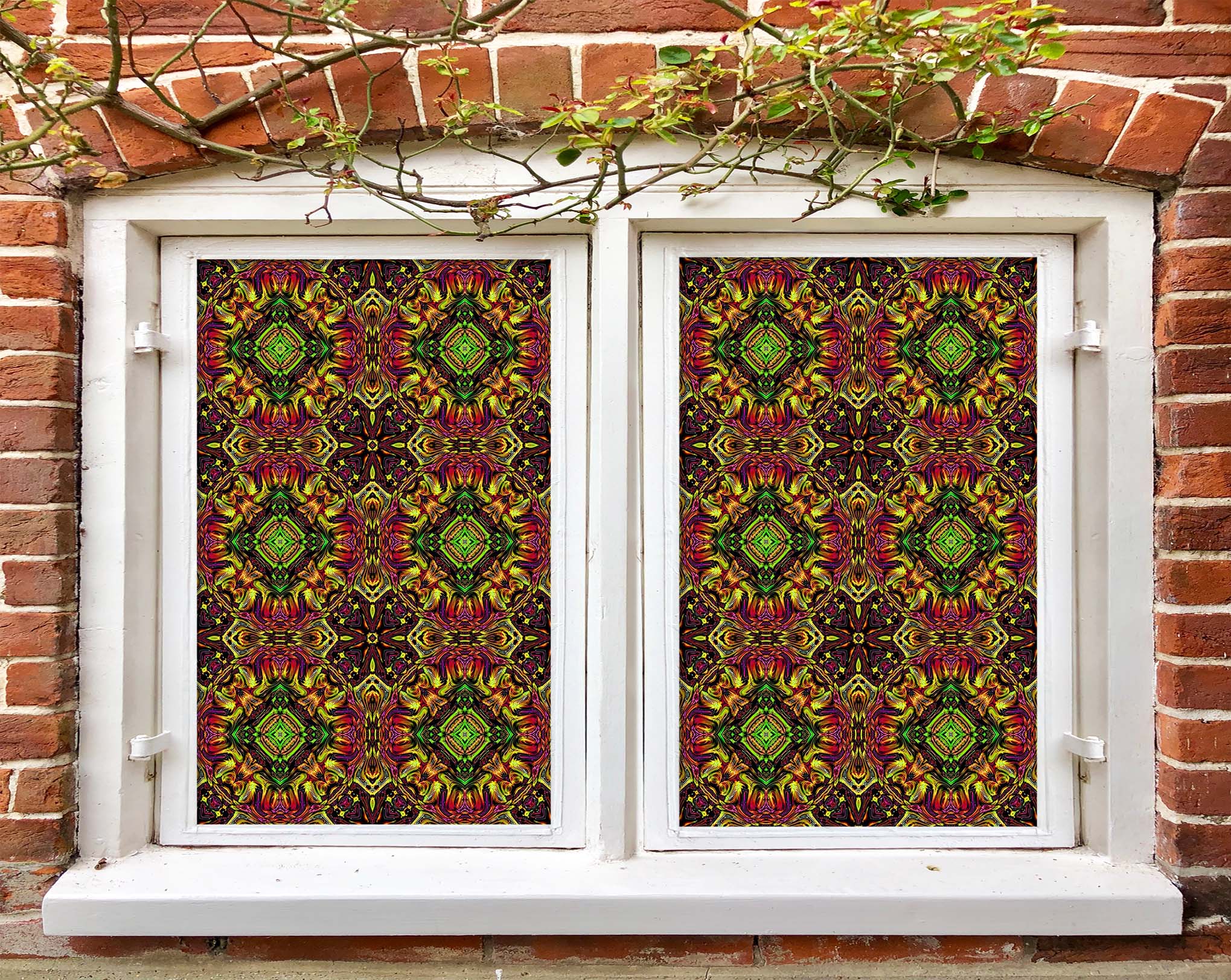 3D Square Green 055 Window Film Print Sticker Cling Stained Glass UV Block