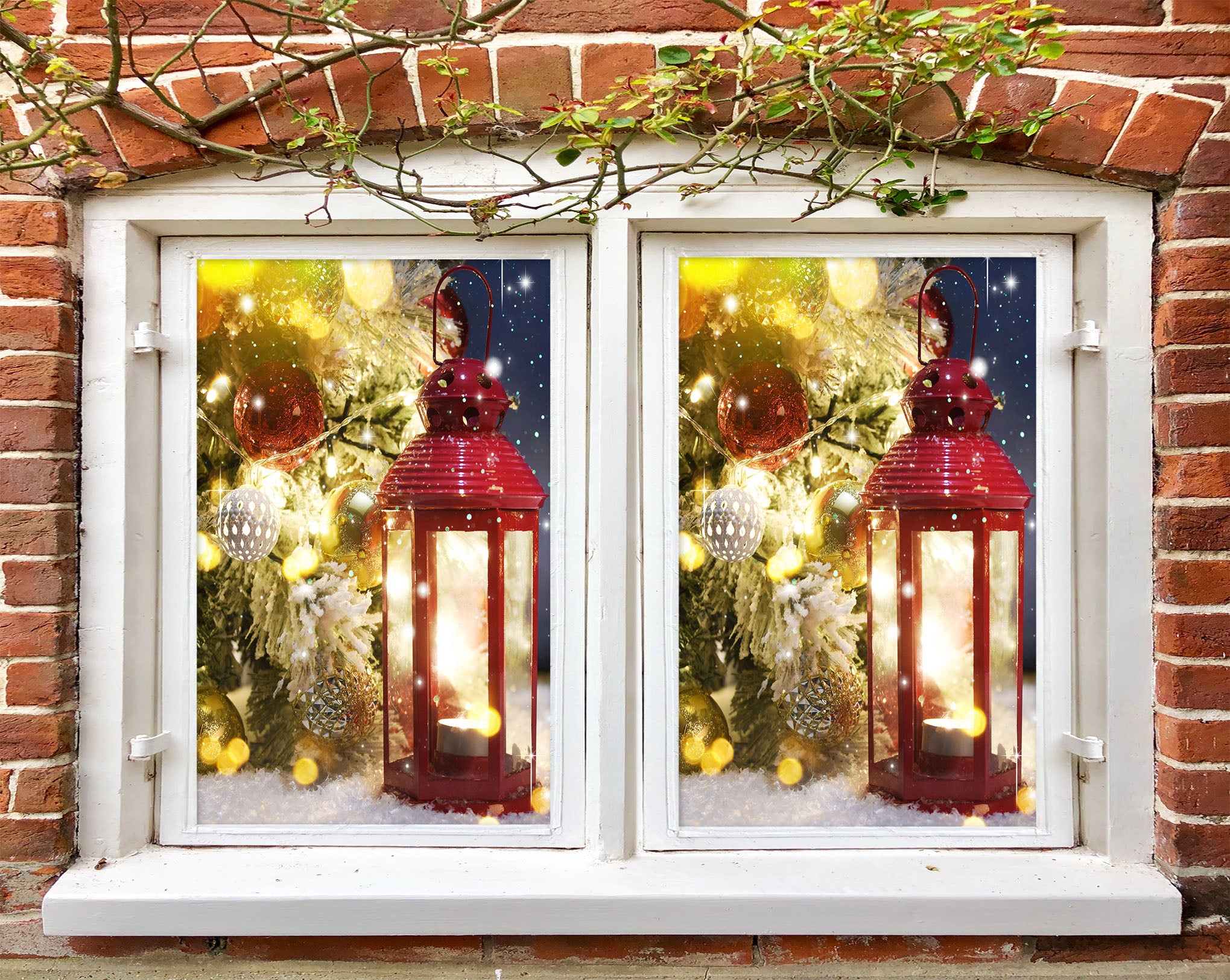 3D Christmas Candle 43119 Christmas Window Film Print Sticker Cling Stained Glass Xmas