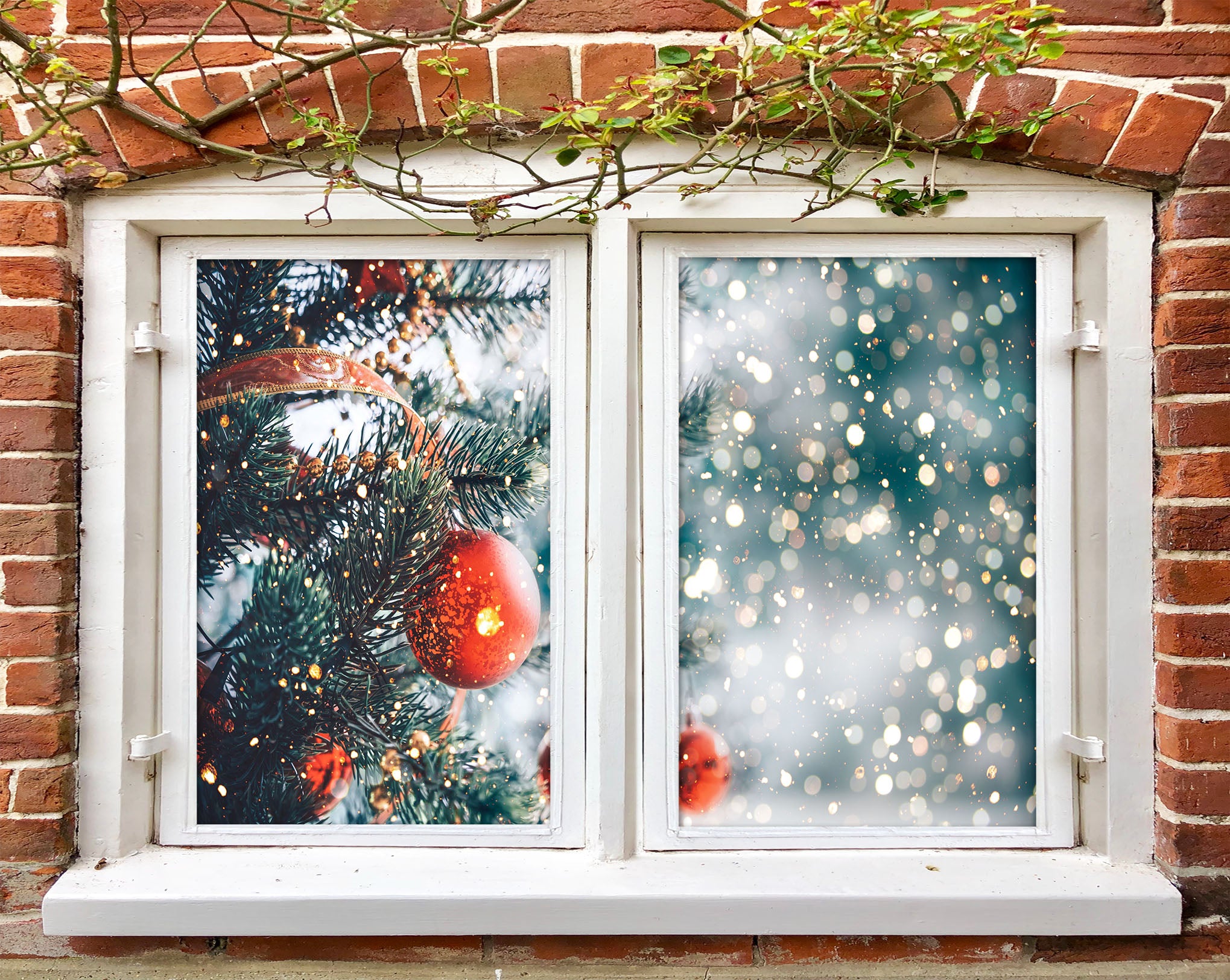 3D Red Ball Pendant 42154 Christmas Window Film Print Sticker Cling Stained Glass Xmas