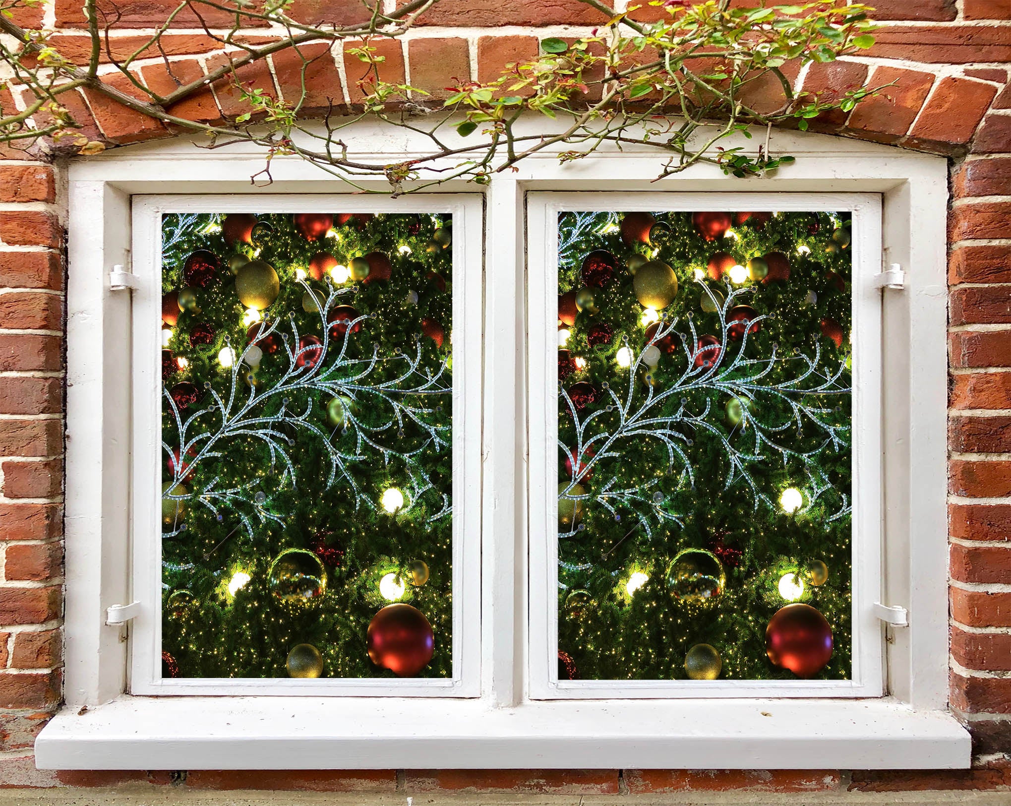 3D Christmas Tree 43127 Christmas Window Film Print Sticker Cling Stained Glass Xmas