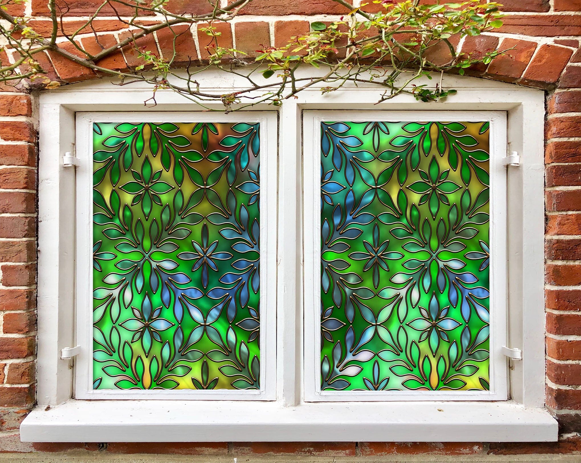 3D Green Leaves 435 Window Film Print Sticker Cling Stained Glass UV Block Wallpaper AJ Wallpaper 2