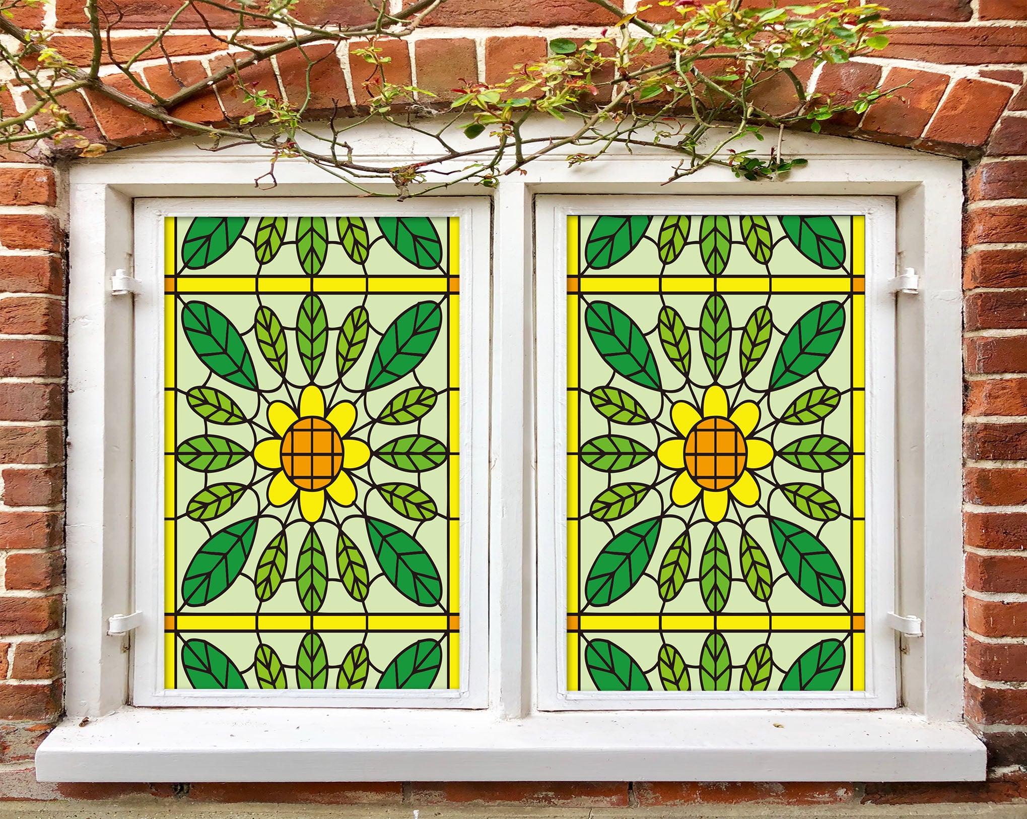 3D Sunflower Pattern 185 Window Film Print Sticker Cling Stained Glass UV Block