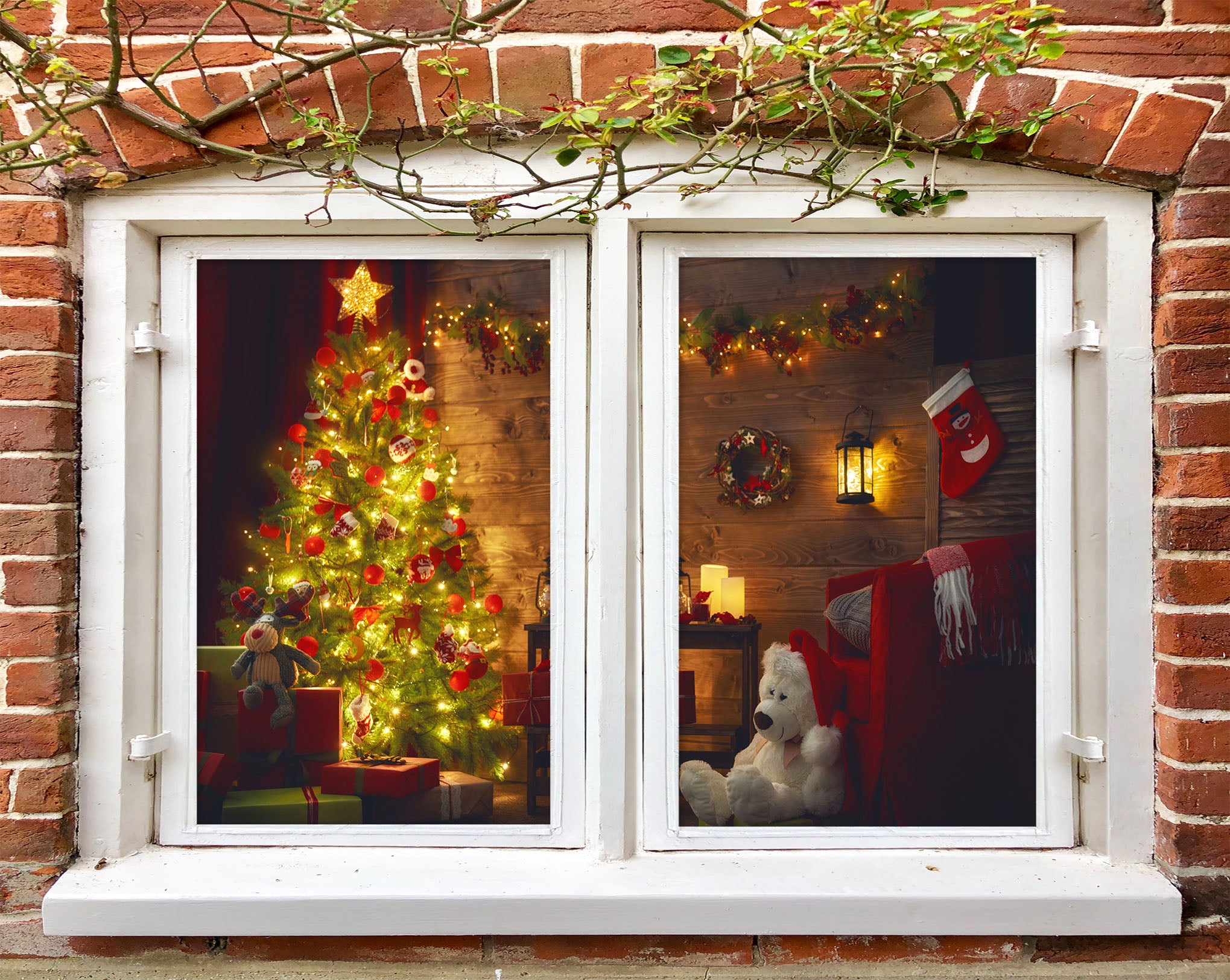 3D Christmas Tree Gift 43107 Christmas Window Film Print Sticker Cling Stained Glass Xmas