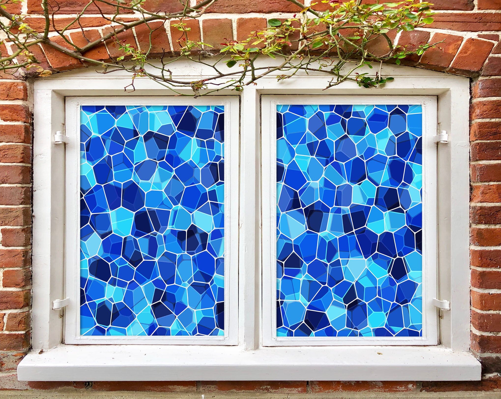 3D Blue Element 373 Window Film Print Sticker Cling Stained Glass UV Block Wallpaper AJ Wallpaper 2