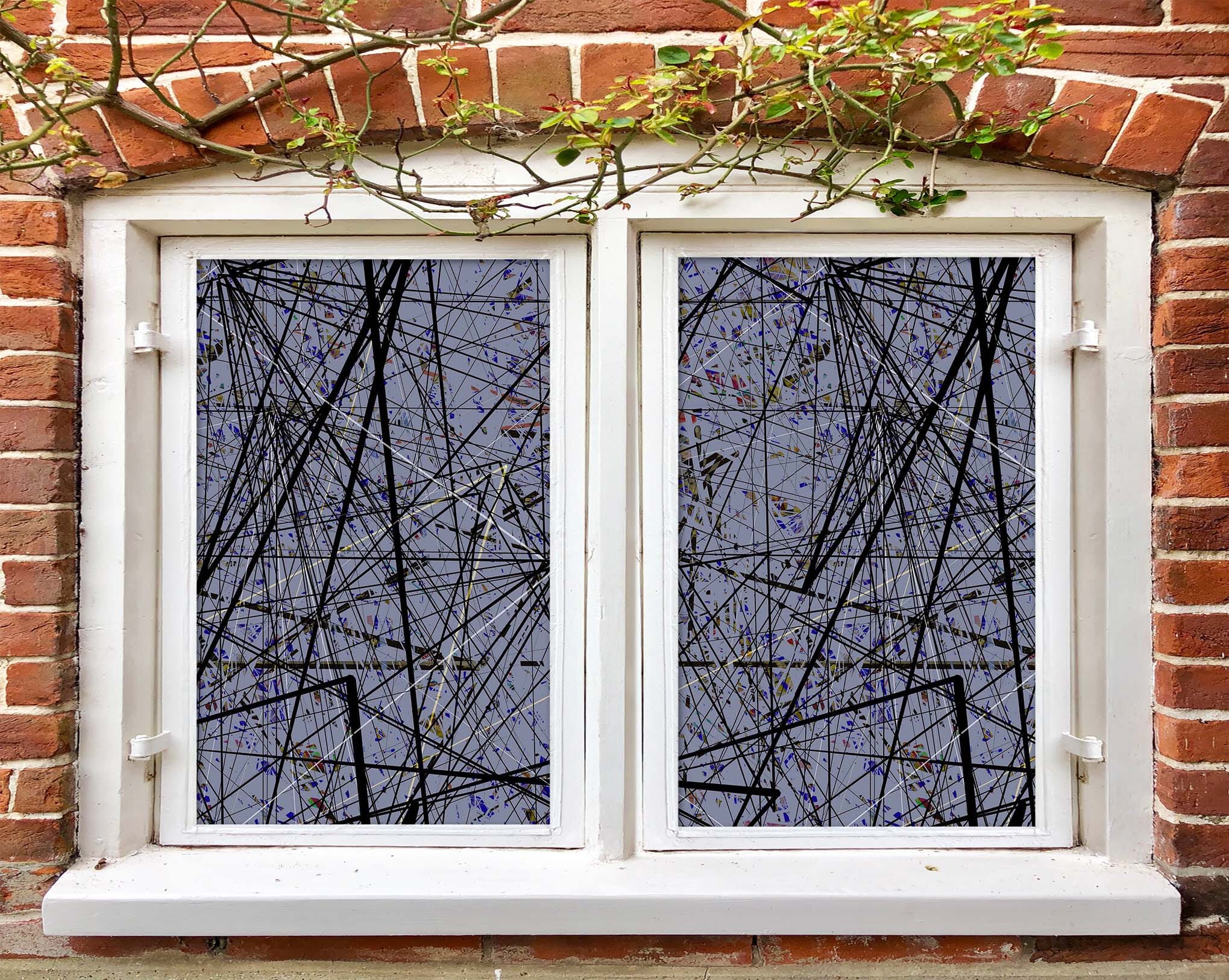 3D Black Lines 341 Window Film Print Sticker Cling Stained Glass UV Block Wallpaper AJ Wallpaper 2