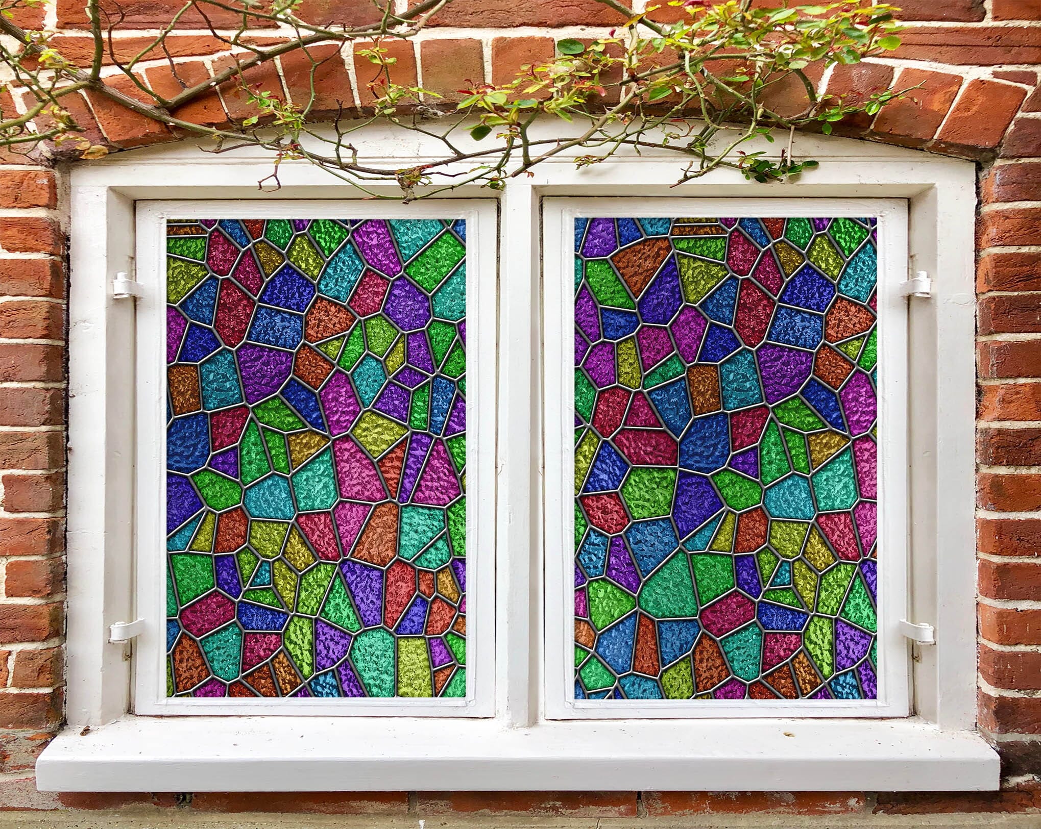 3D Colored Triangle 201 Window Film Print Sticker Cling Stained Glass UV Block Wallpaper AJ Wallpaper 2