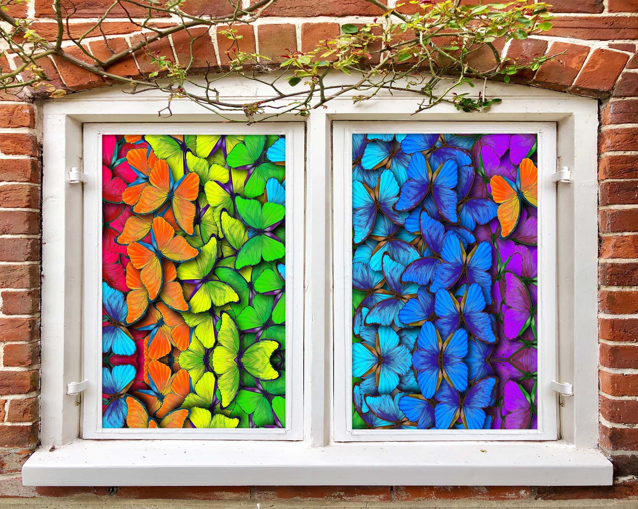 3D Color Butterfly 398 Window Film Print Sticker Cling Stained Glass UV Block Wallpaper AJ Wallpaper 2