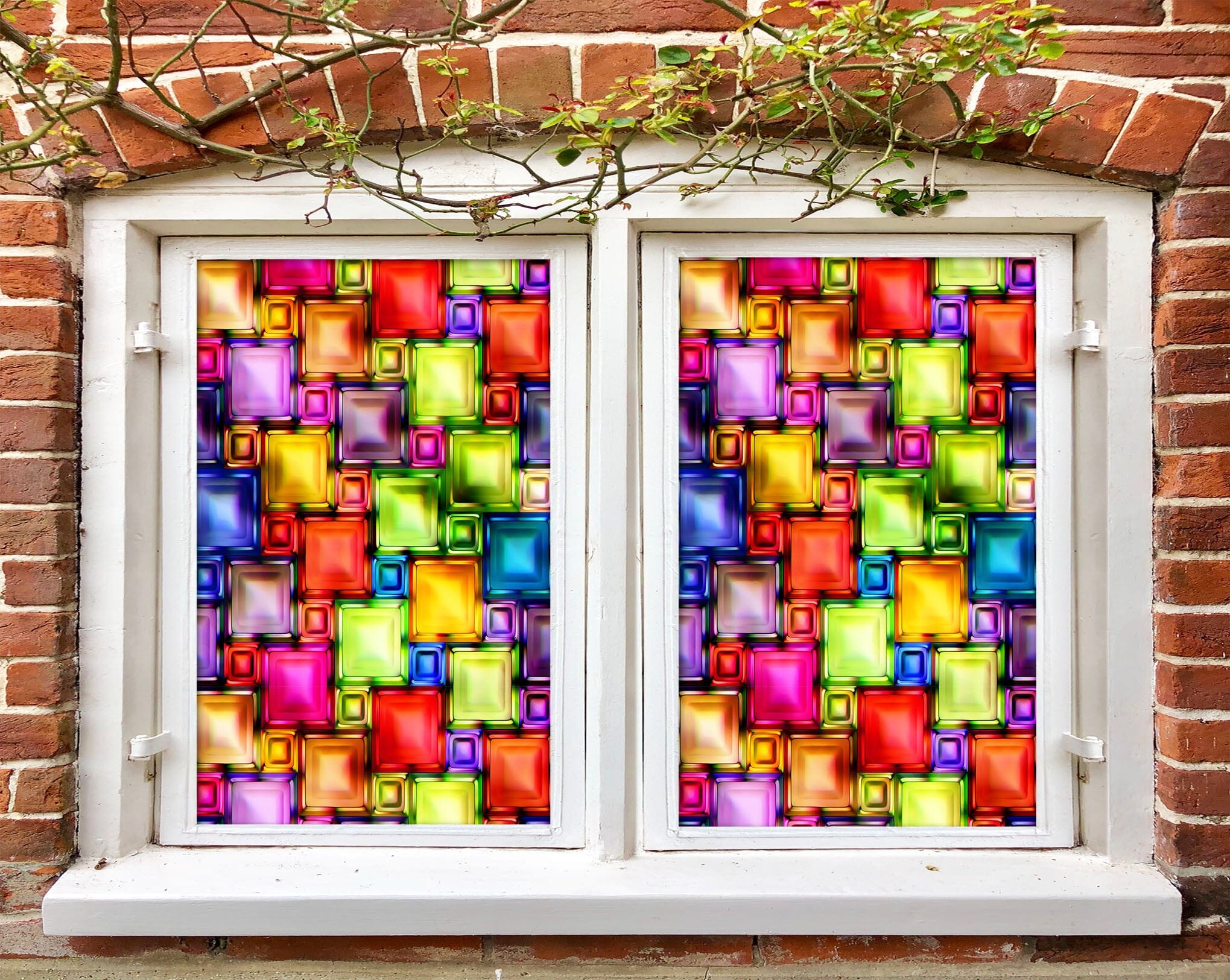3D Color Square 119 Window Film Print Sticker Cling Stained Glass UV Block Wallpaper AJ Wallpaper 2