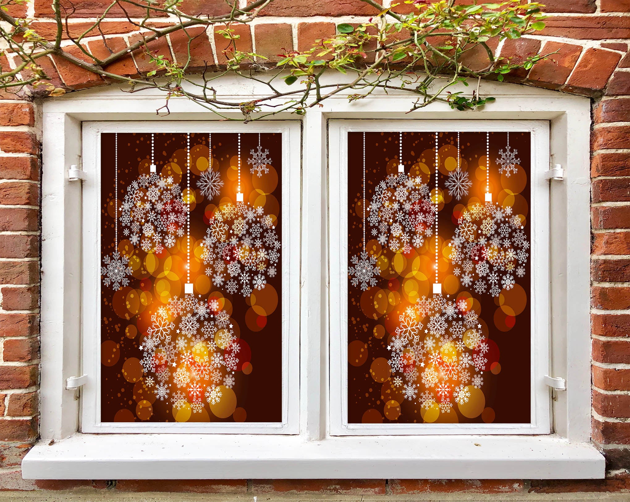 3D Snow Light 43085 Christmas Window Film Print Sticker Cling Stained Glass Xmas