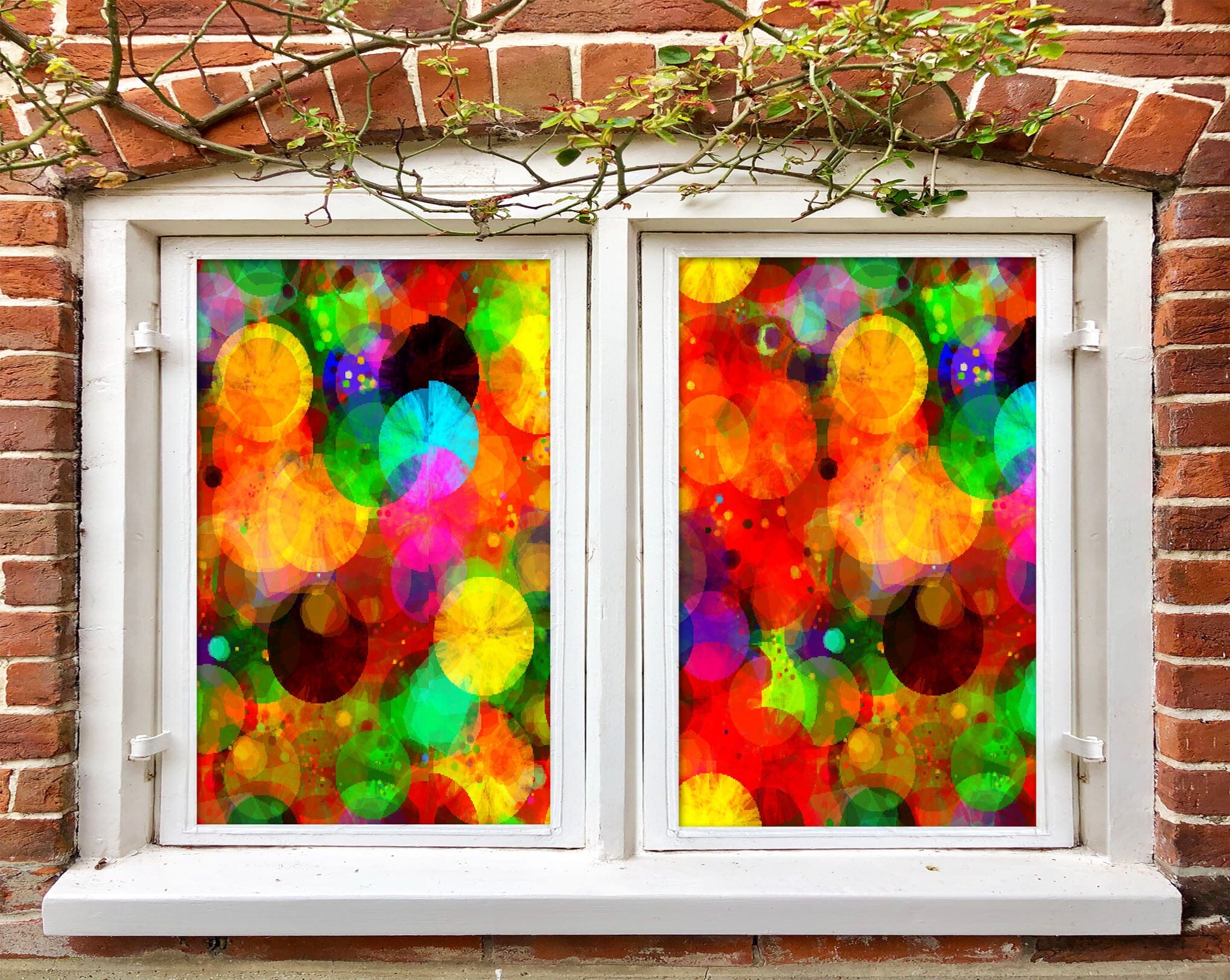 3D Watercolor Round 357 Window Film Print Sticker Cling Stained Glass UV Block Wallpaper AJ Wallpaper 2