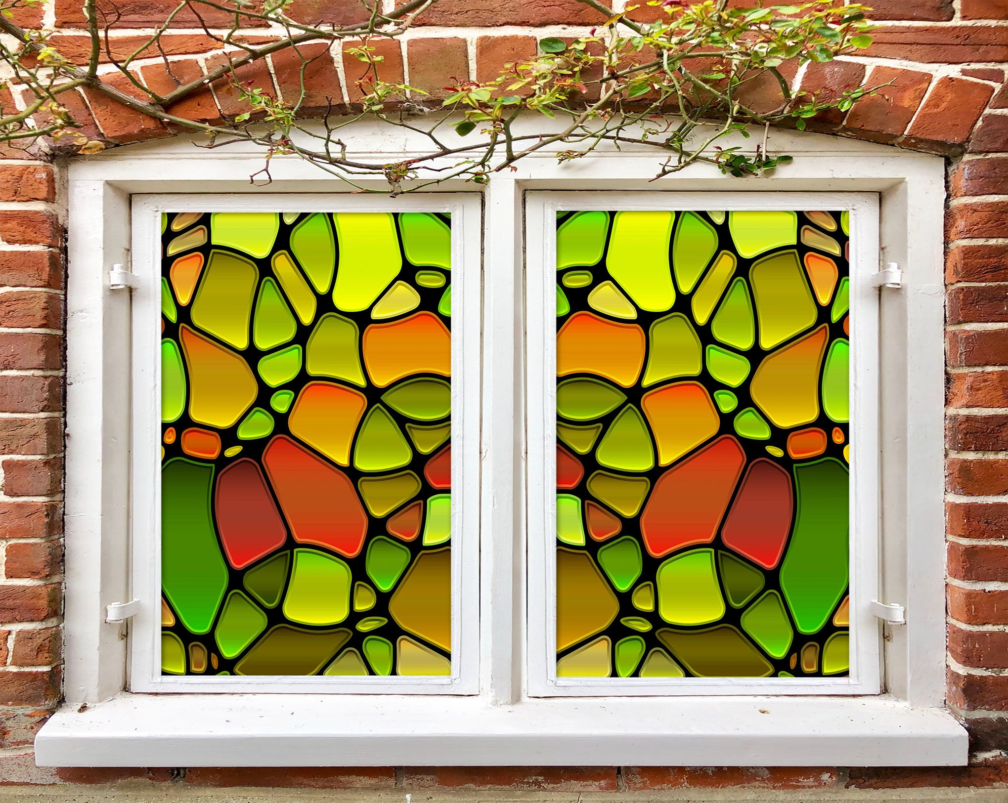 3D Irregular Round 460 Window Film Print Sticker Cling Stained Glass UV Block