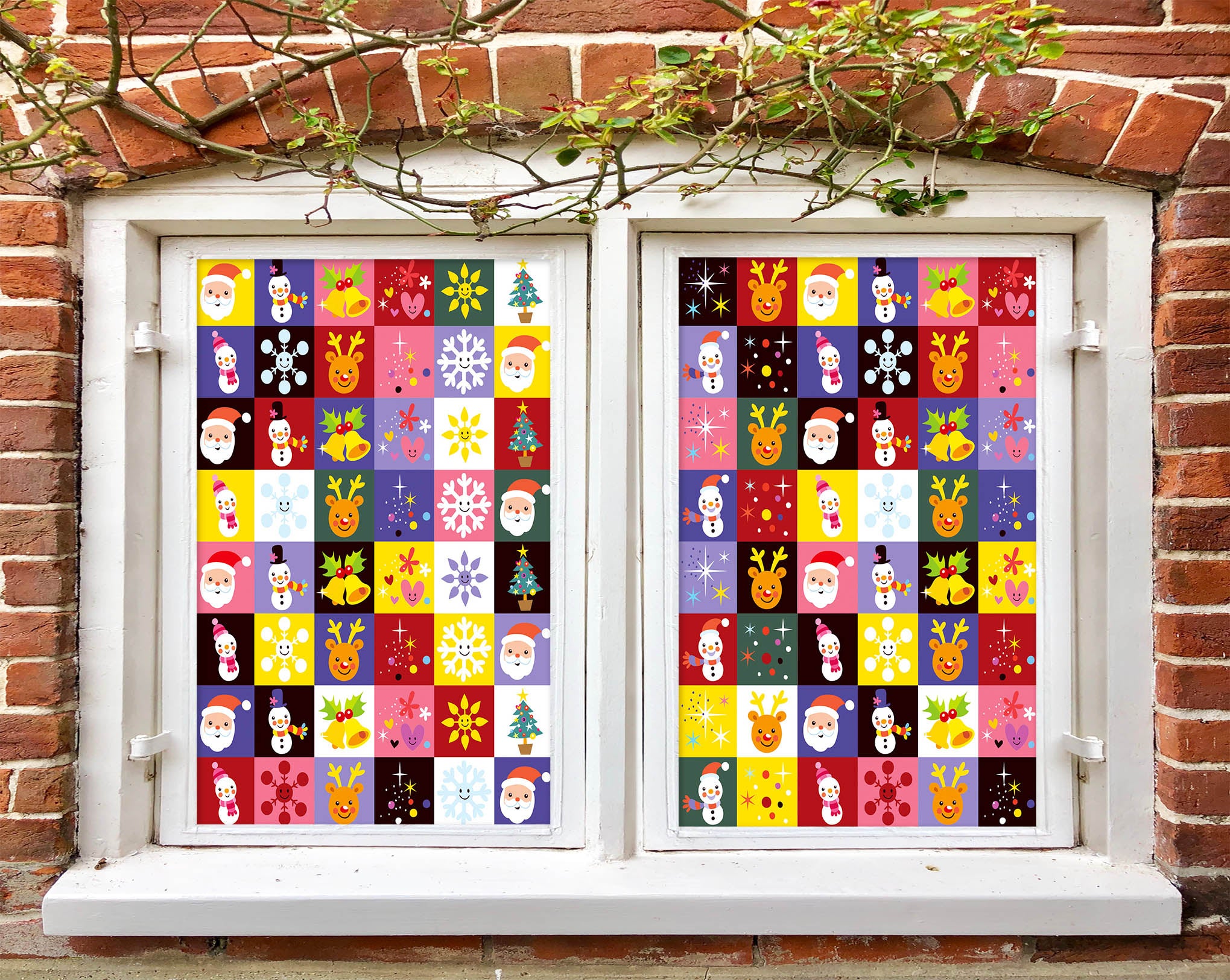 3D Christmas Colorful Squares 42159 Christmas Window Film Print Sticker Cling Stained Glass Xmas