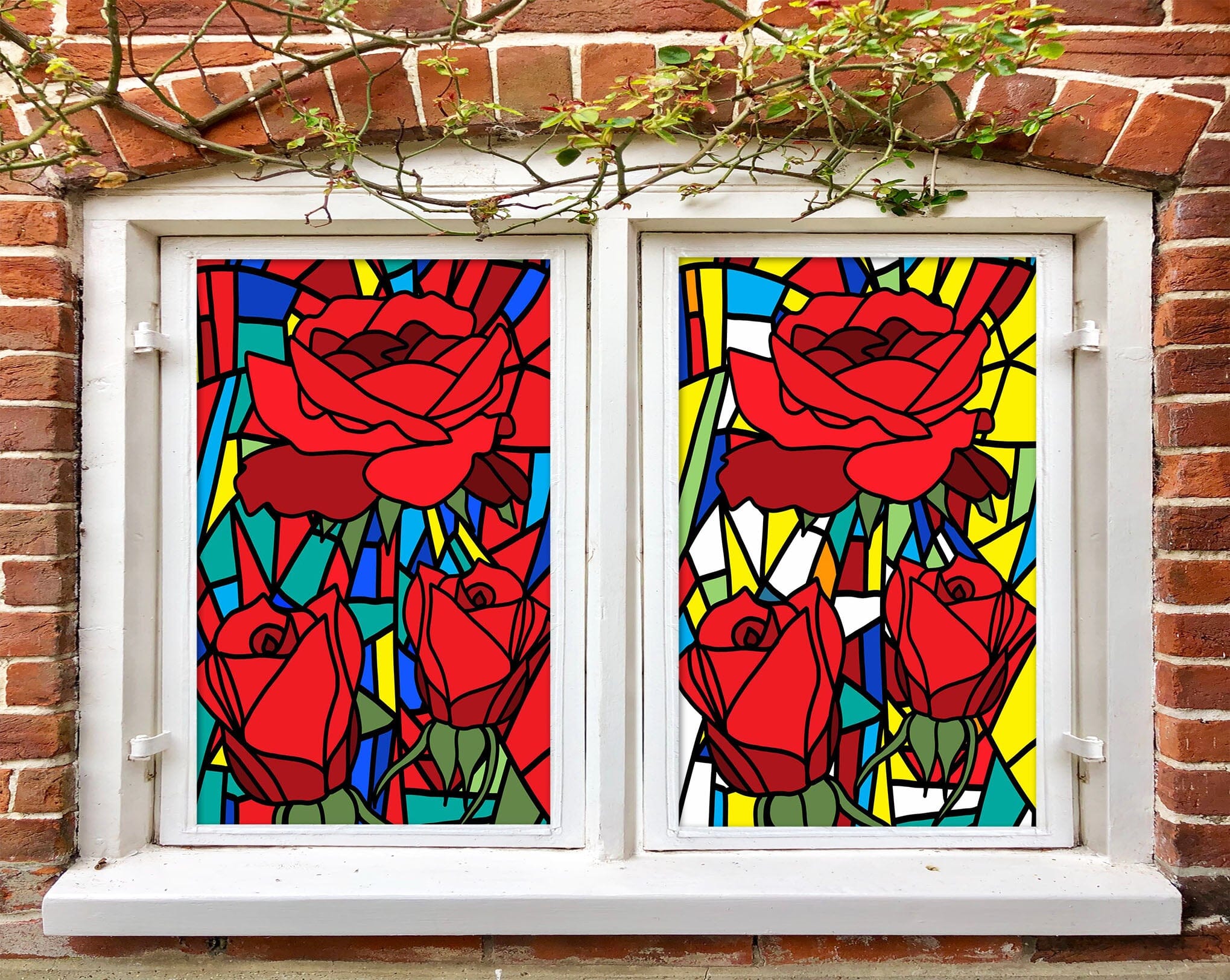 3D Red Rose Flower 356 Window Film Print Sticker Cling Stained Glass UV Block Wallpaper AJ Wallpaper 2