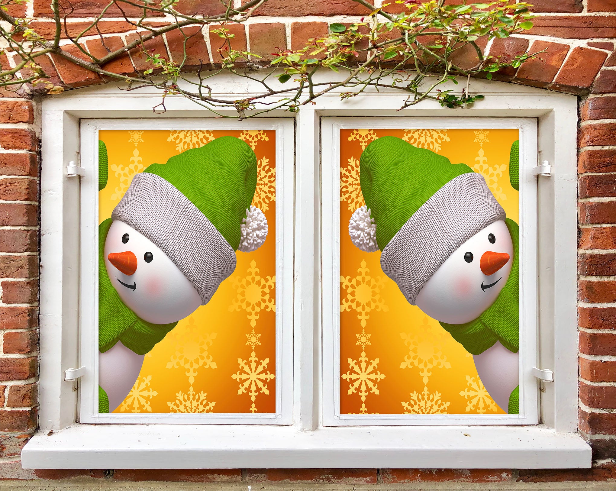 3D Snowman Snowflake 43083 Christmas Window Film Print Sticker Cling Stained Glass Xmas