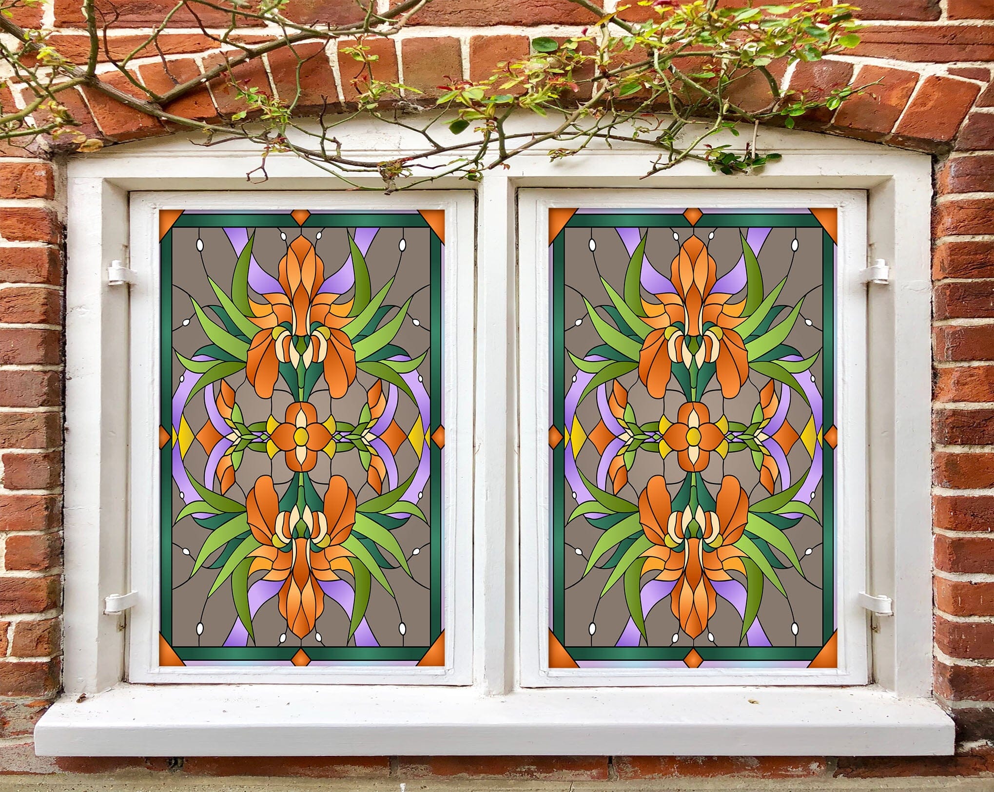 3D Orange Flower 155 Window Film Print Sticker Cling Stained Glass UV Block Wallpaper AJ Wallpaper 2