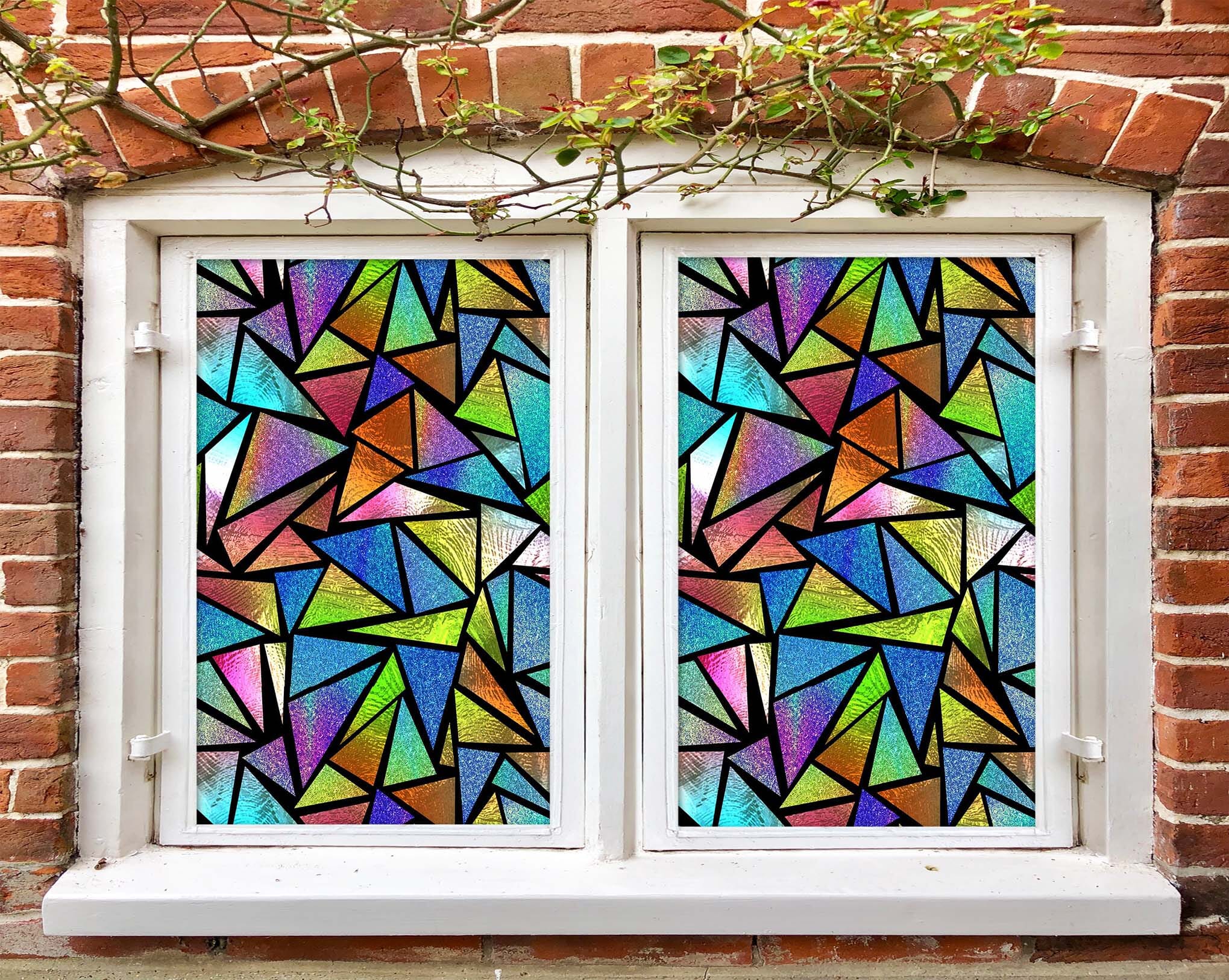 3D Color Triangle 457 Window Film Print Sticker Cling Stained Glass UV Block Wallpaper AJ Wallpaper 2