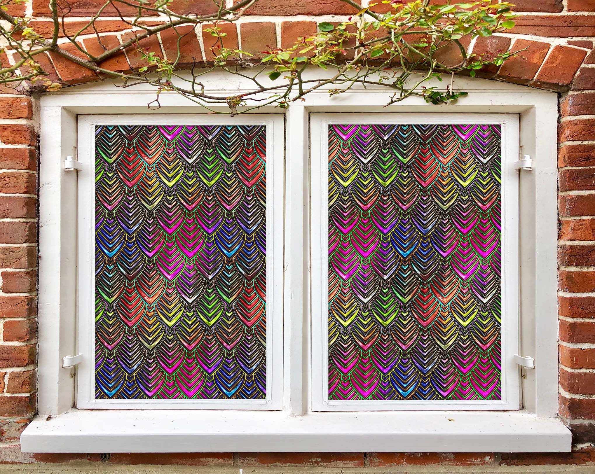 3D Color Rhombus 090 Window Film Print Sticker Cling Stained Glass UV Block