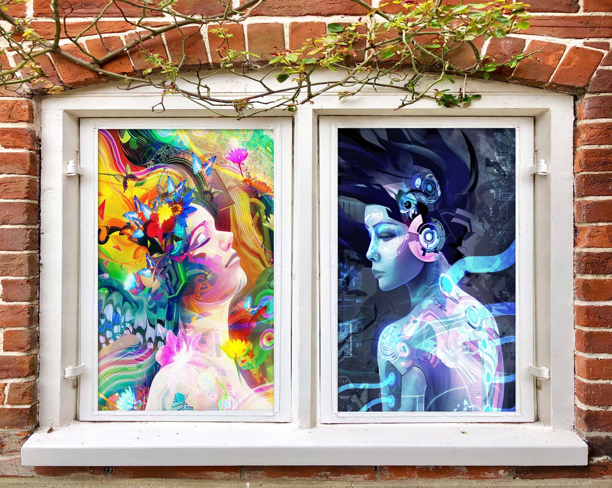3D Oil Painting Woman 424 Window Film Print Sticker Cling Stained Glass UV Block Wallpaper AJ Wallpaper 2