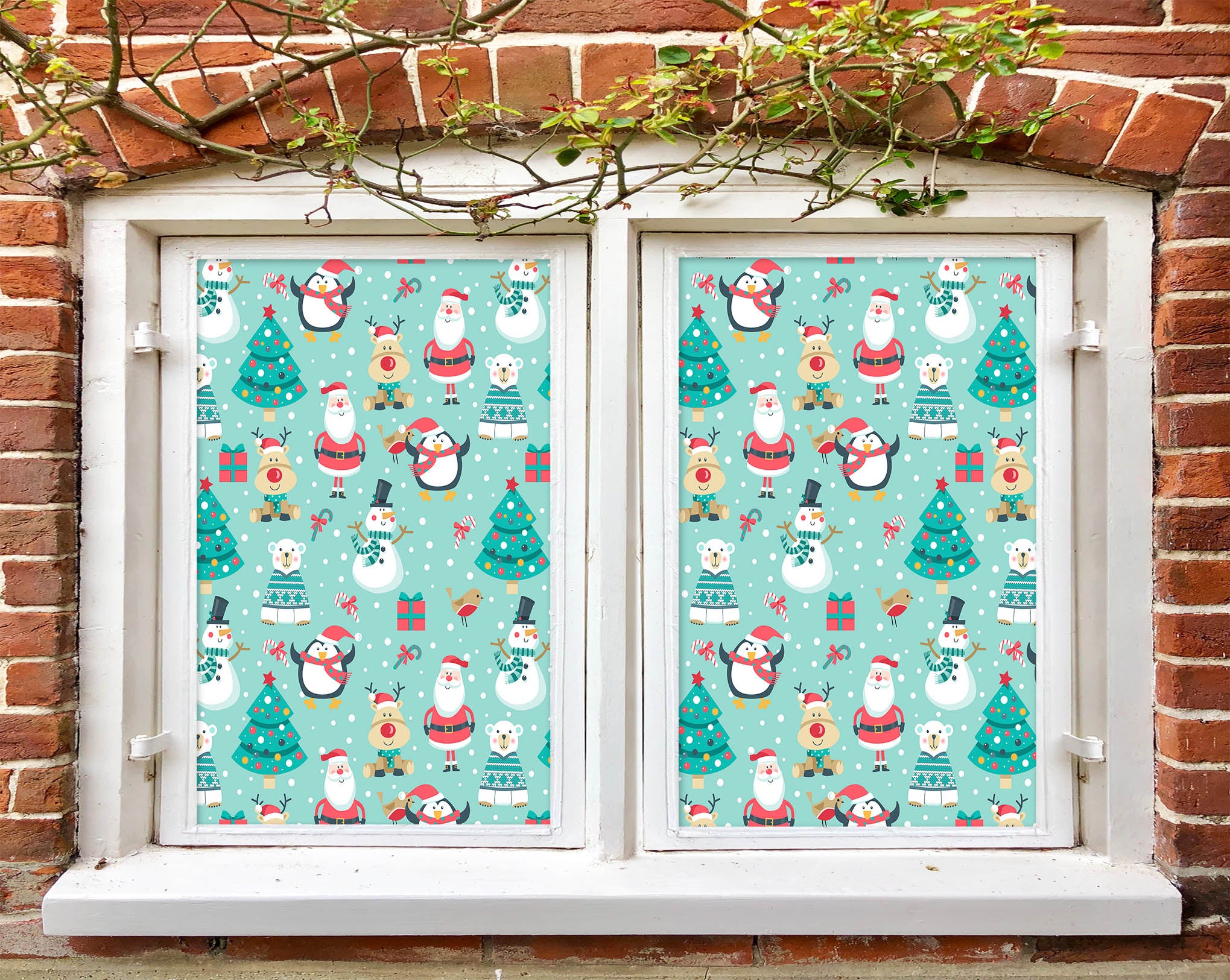 3D Santa Snowman 43024 Christmas Window Film Print Sticker Cling Stained Glass Xmas