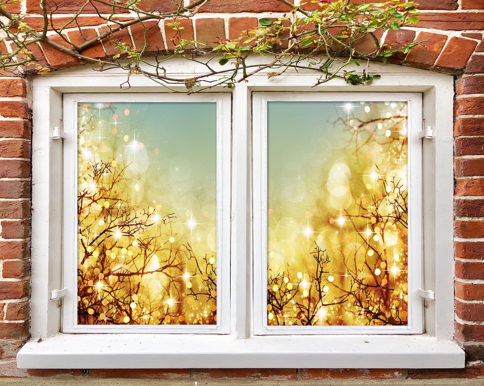 3D Branch Light Spot 42133 Christmas Window Film Print Sticker Cling Stained Glass Xmas