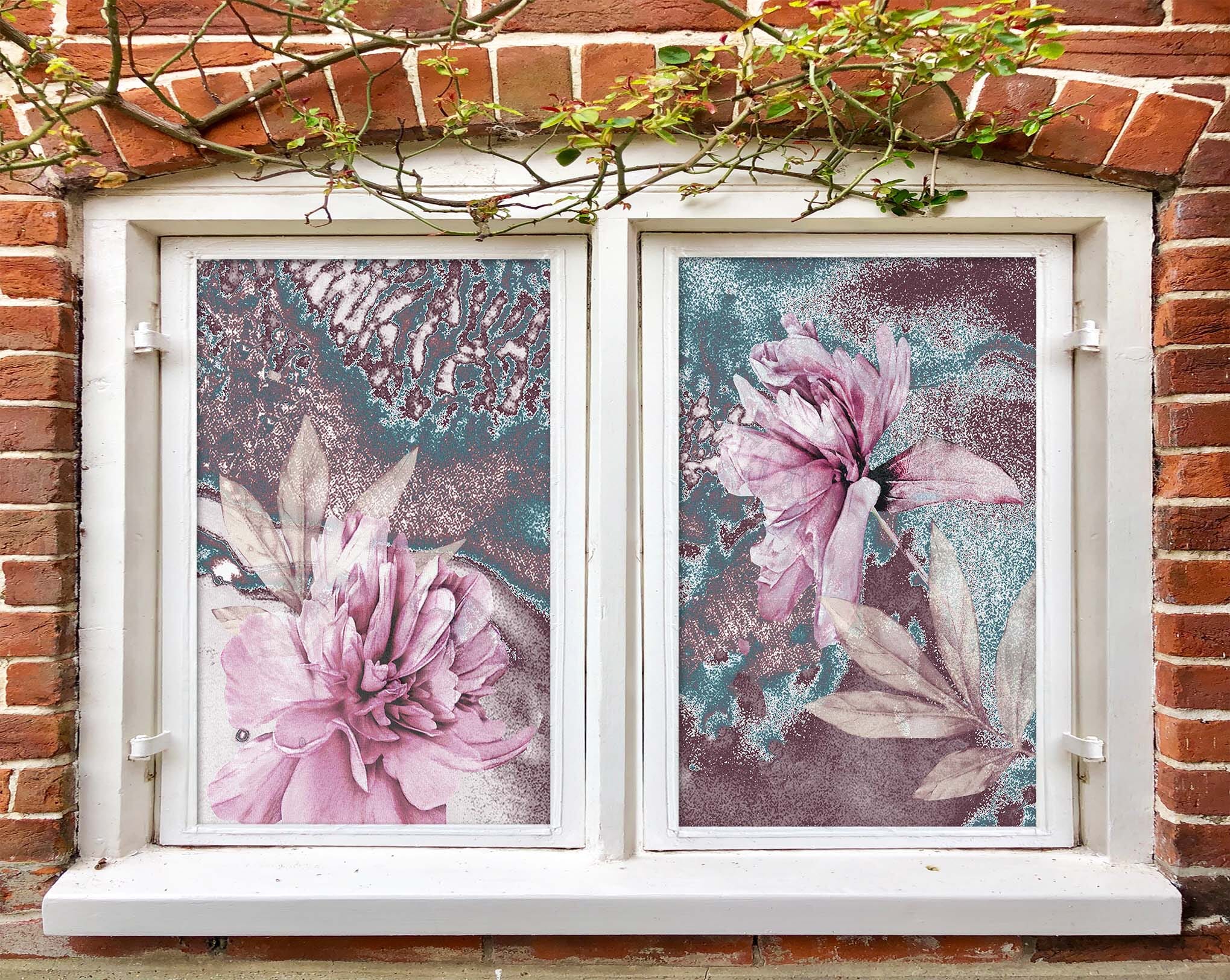 3D Pink Peony 427 Window Film Print Sticker Cling Stained Glass UV Block Wallpaper AJ Wallpaper 2