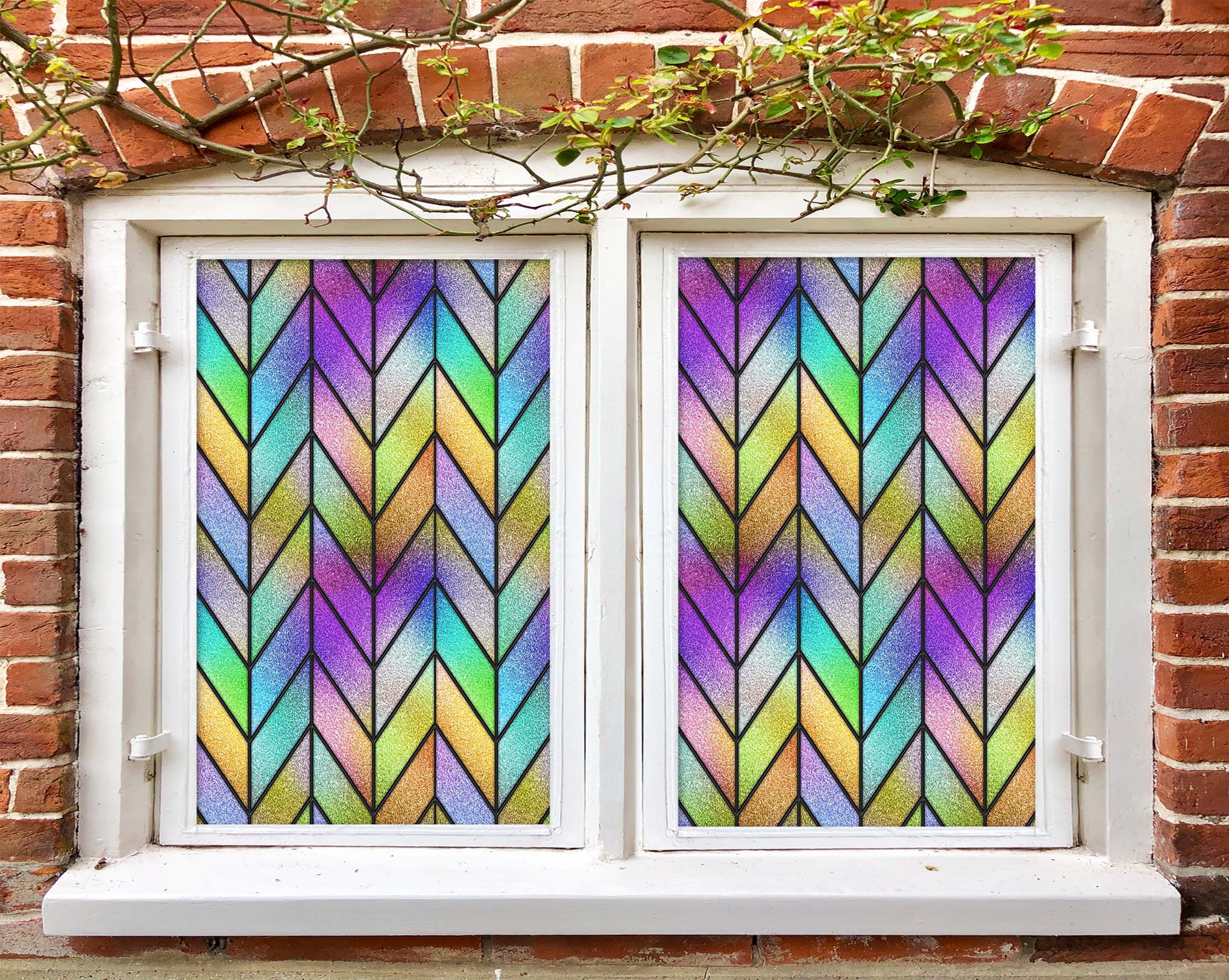 3D Color Waves 114 Window Film Print Sticker Cling Stained Glass UV Block