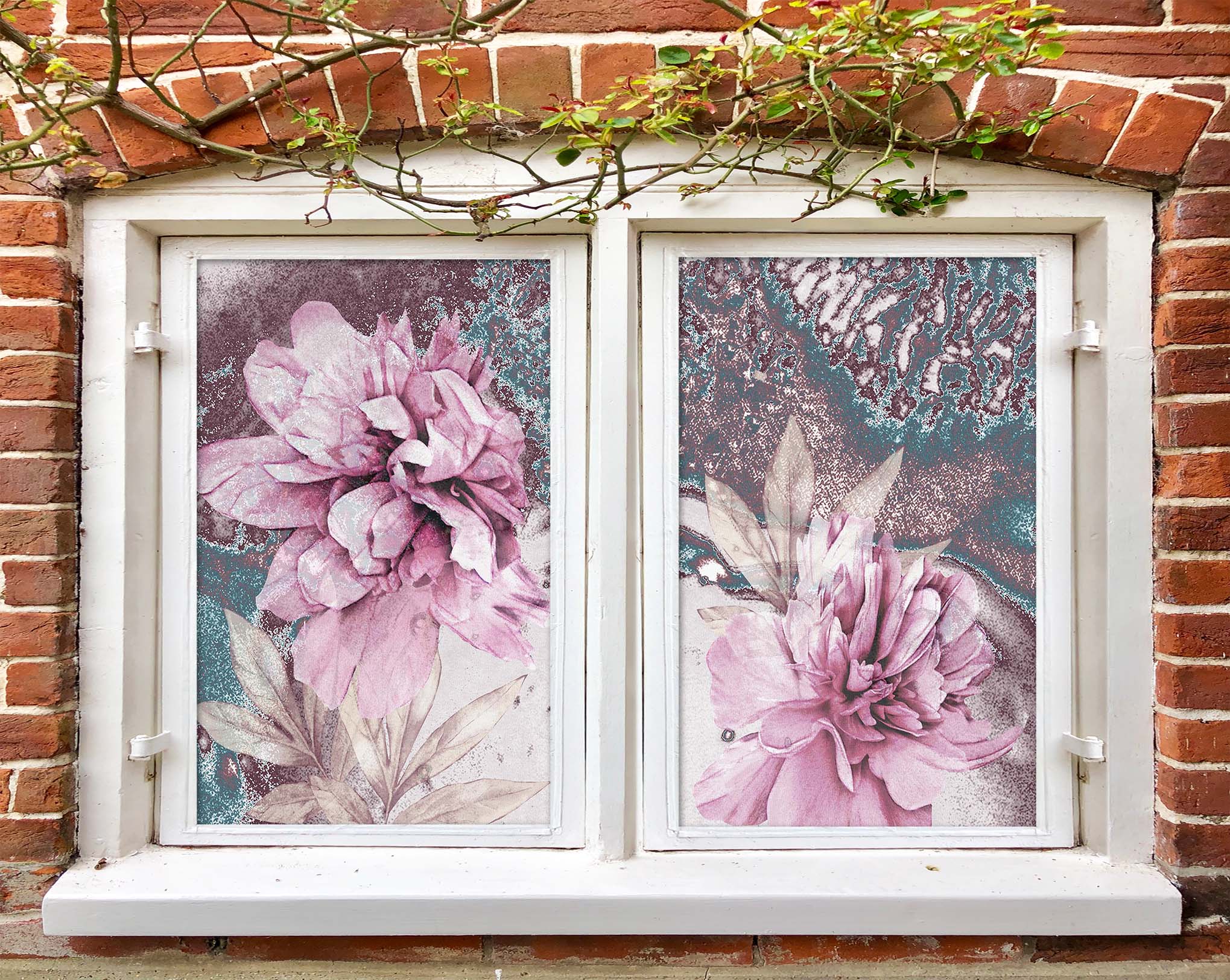 3D Pink Flower 426 Window Film Print Sticker Cling Stained Glass UV Block