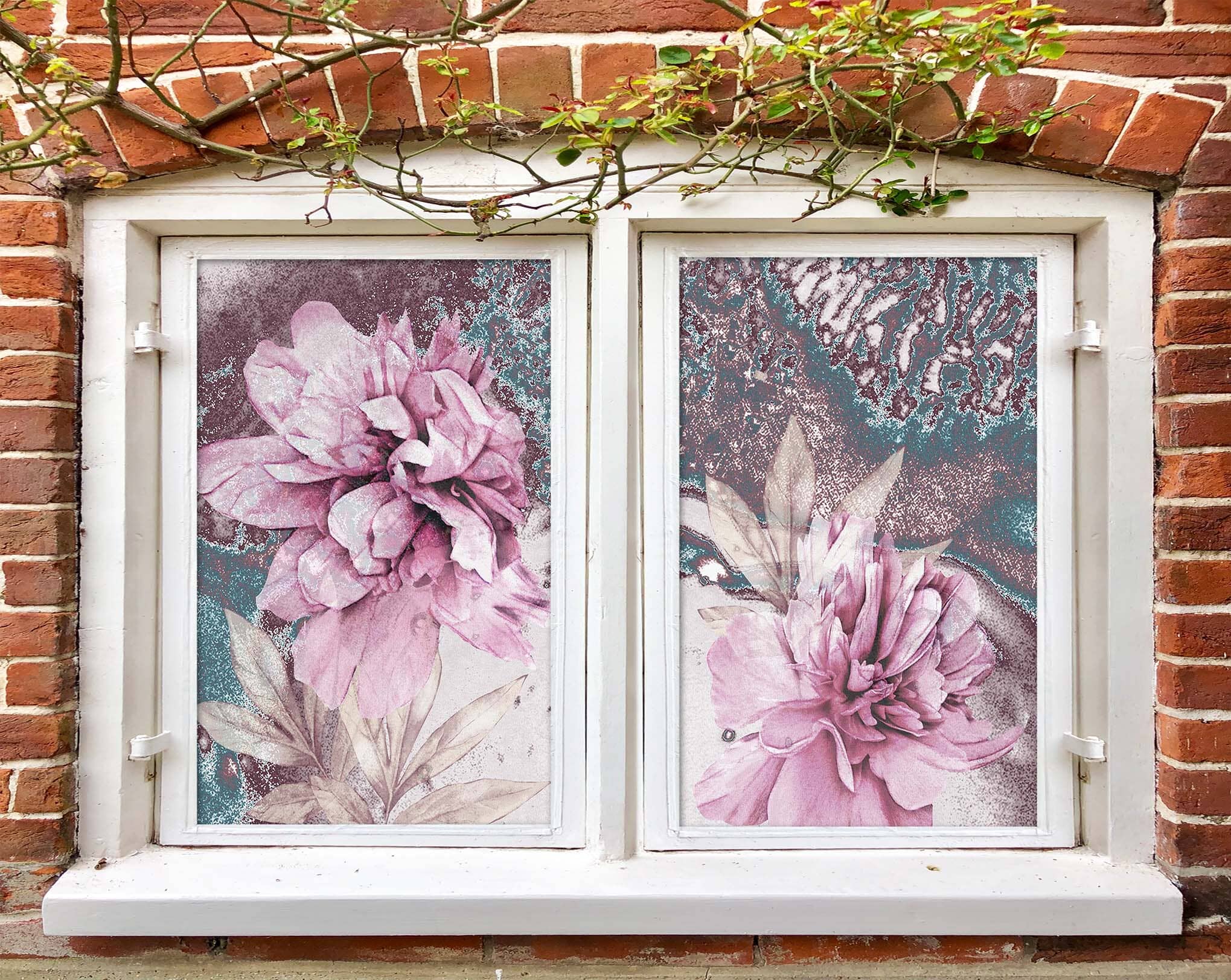 3D Pink Flower 426 Window Film Print Sticker Cling Stained Glass UV Block Wallpaper AJ Wallpaper 2