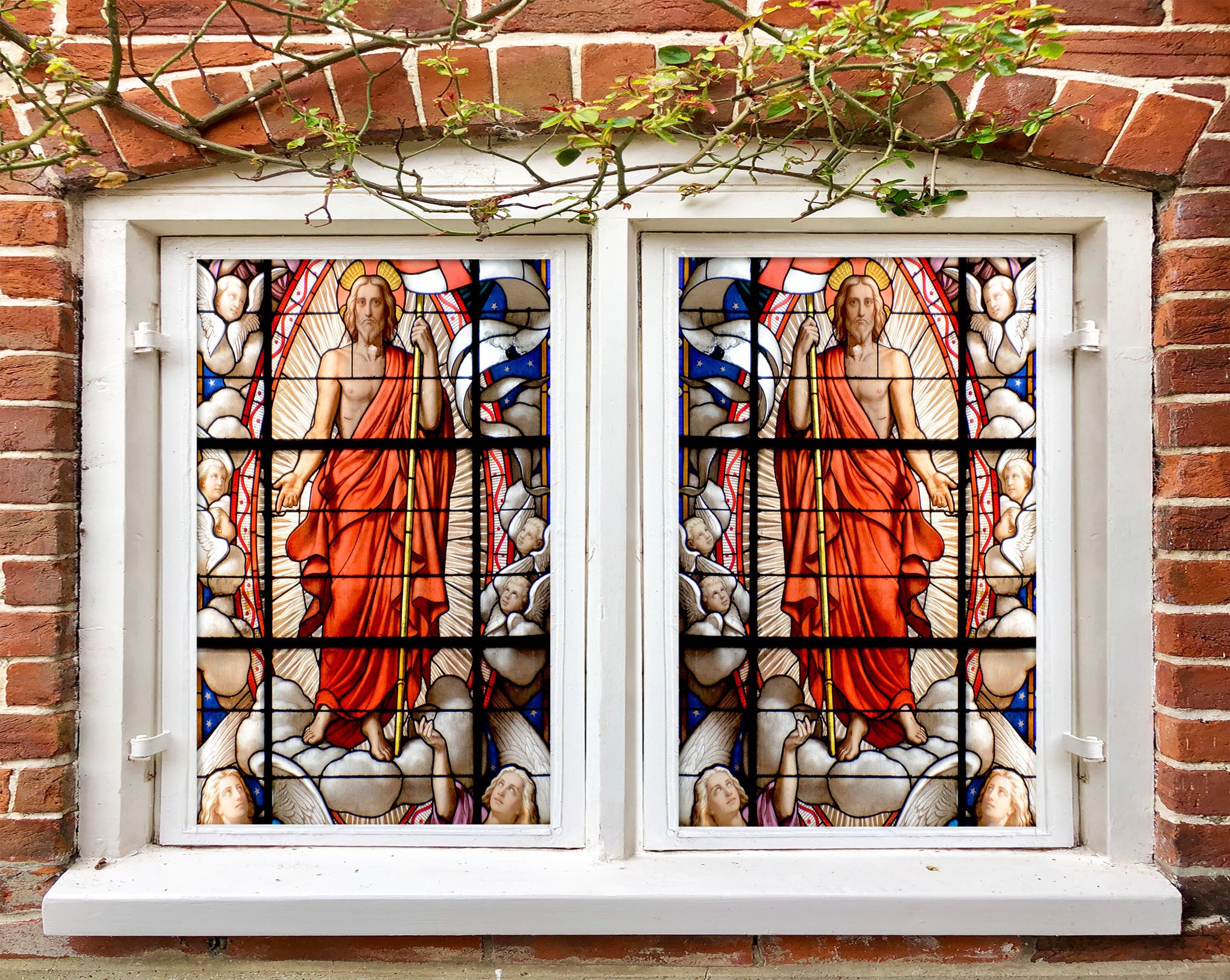 3D Archbishop Angel 141 Window Film Print Sticker Cling Stained Glass UV Block