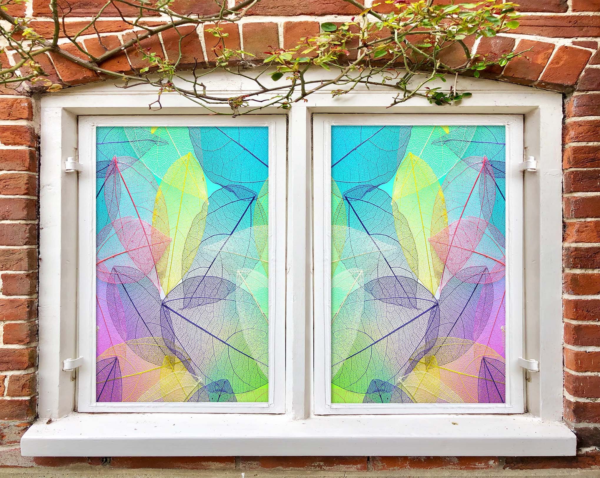 3D Colored Leaves 385 Window Film Print Sticker Cling Stained Glass UV Block Wallpaper AJ Wallpaper 2