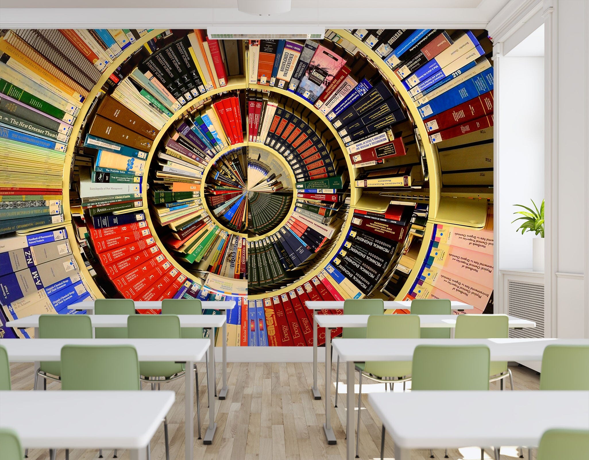 3D Round Bookshelf 162 Wall Murals Wallpaper AJ Wallpaper 2