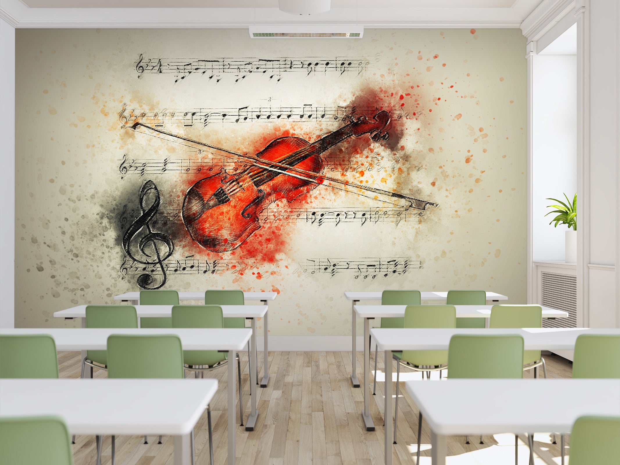 3D guitar with Notes 42 Wall Murals Wallpaper AJ Wallpaper 2