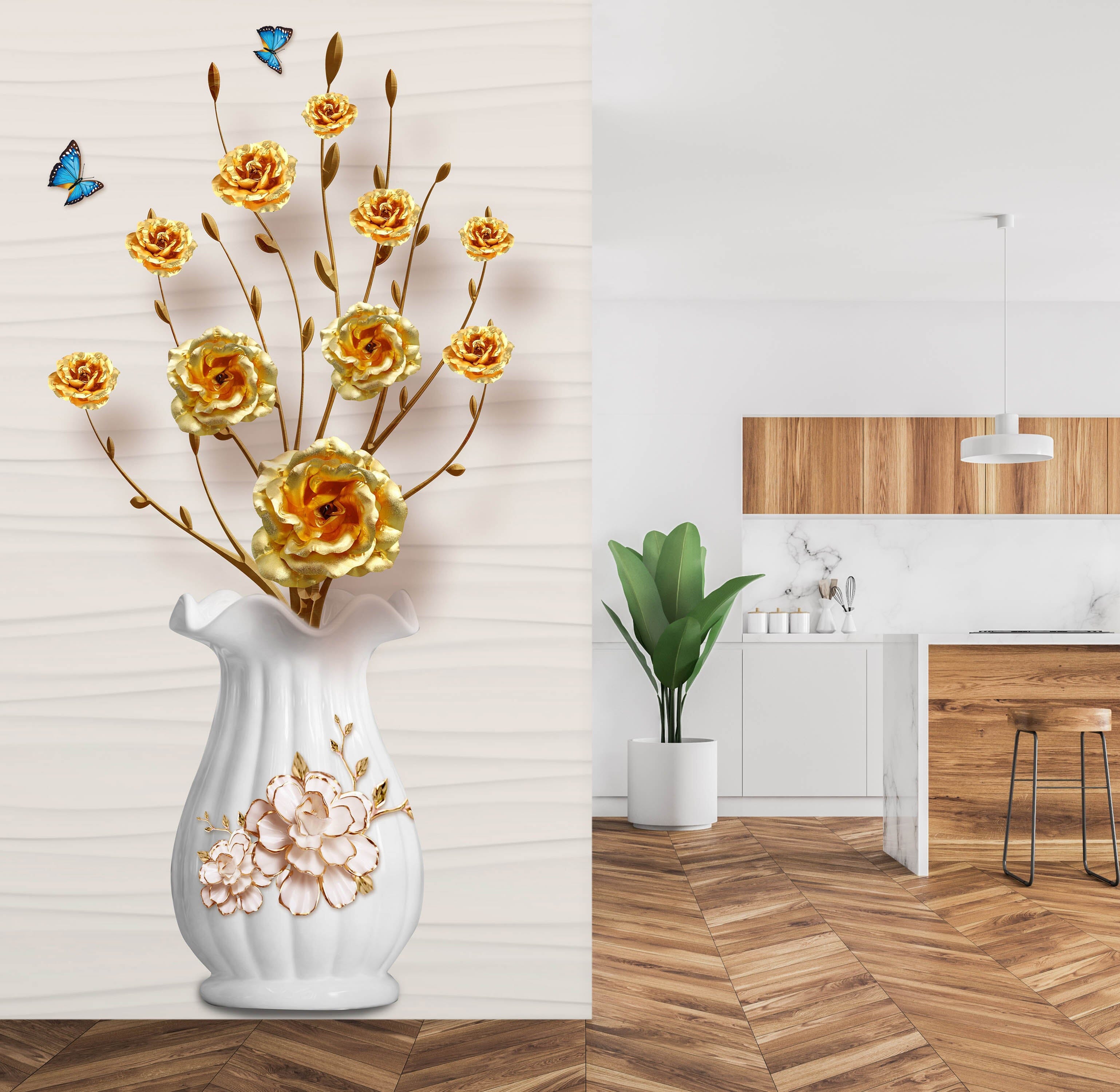 3D Butterfly Flower 1851 Wall Murals Wallpaper AJ Wallpaper 2