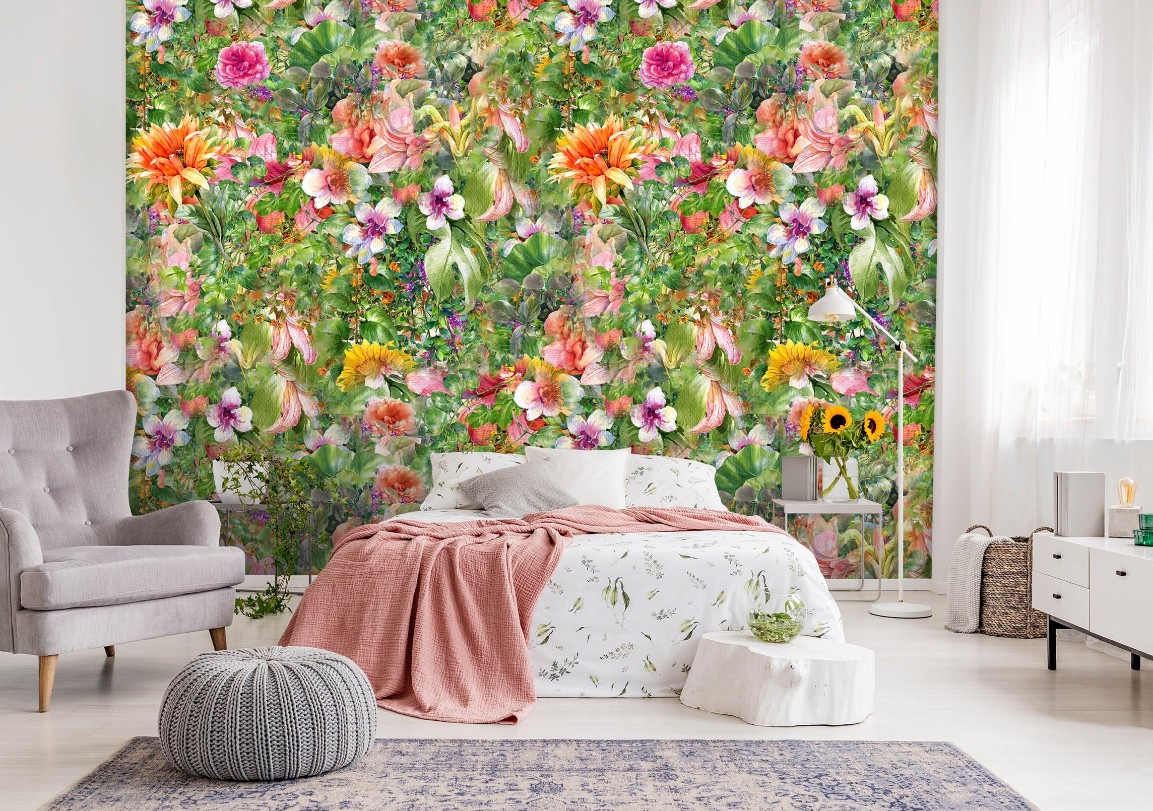 3D Sunflower Plant 47 Wall Murals Wallpaper AJ Wallpaper 2