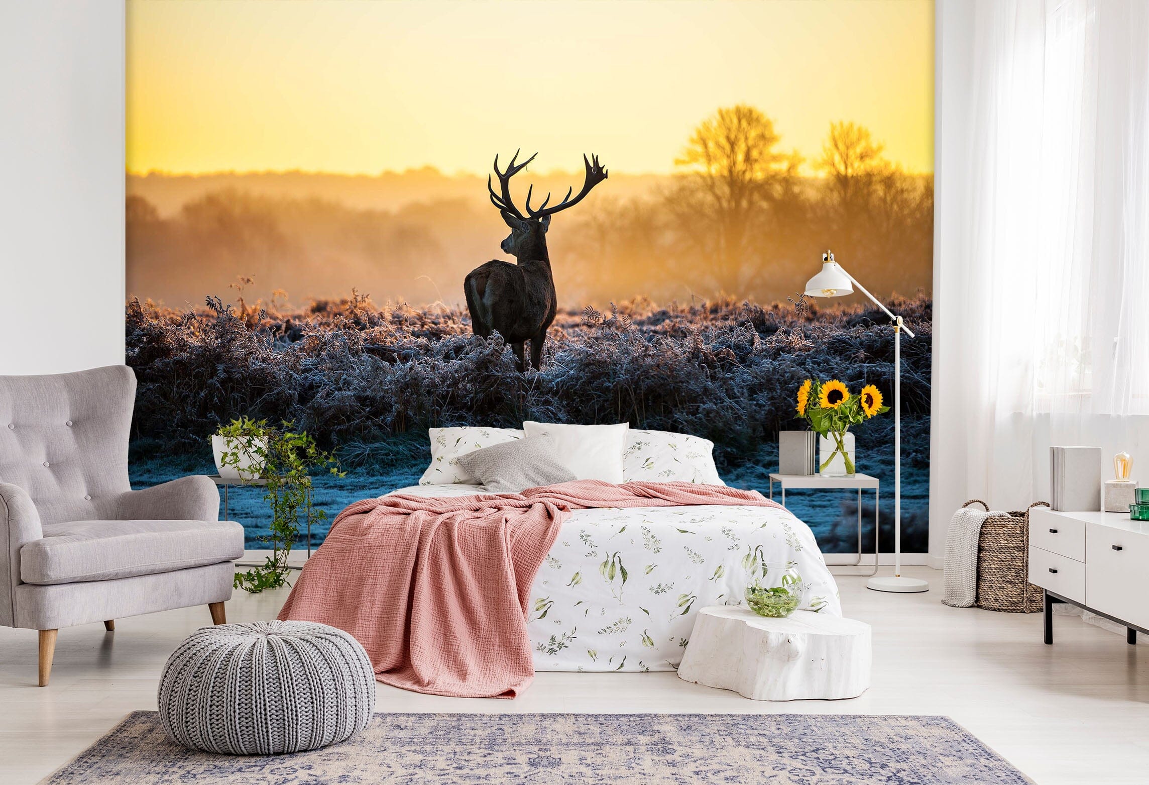 3D Elk Dusk Grassland 057 Wall Murals Wallpaper AJ Wallpaper 2