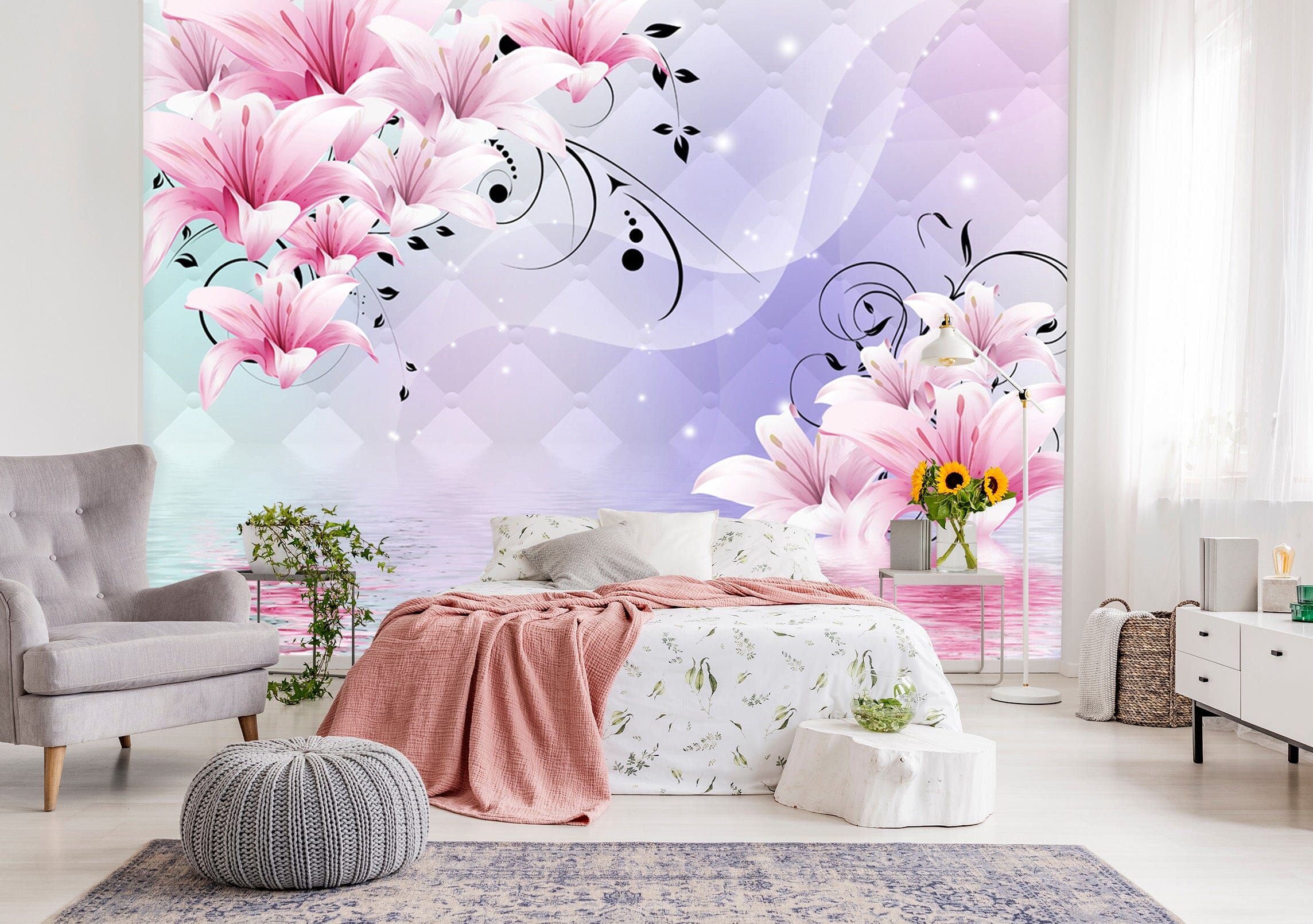 3D Pink Peach 1601 Wall Murals Wallpaper AJ Wallpaper 2