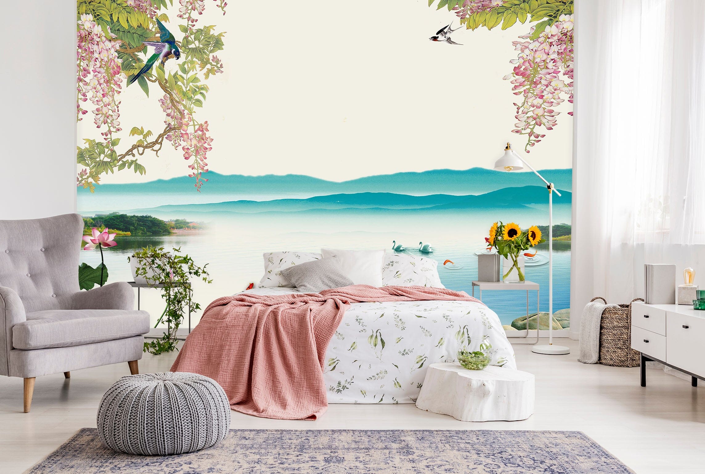 3D Flower Bird 1594 Wall Murals Wallpaper AJ Wallpaper 2