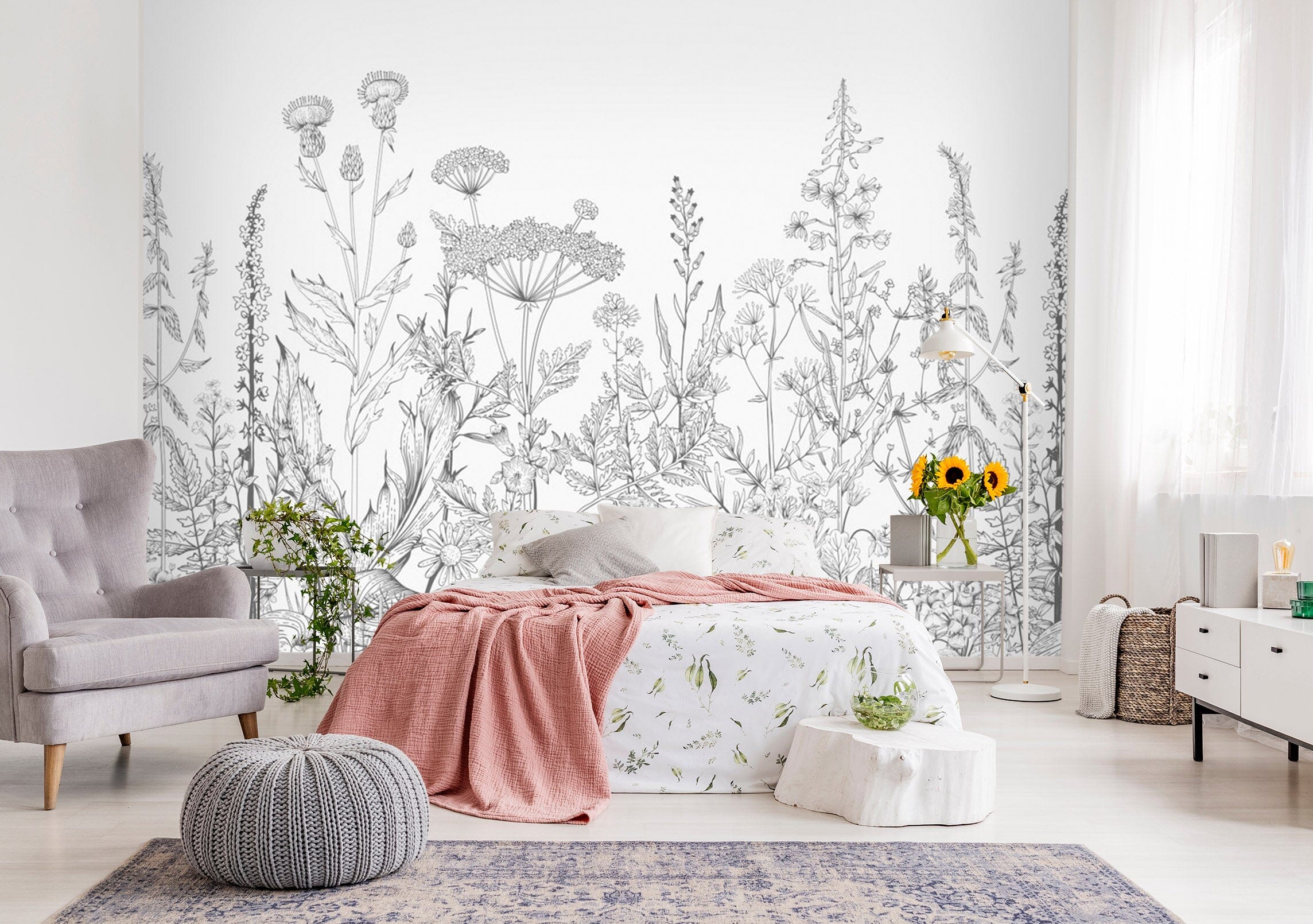 3D Sketch Flower 1558 Wall Murals Wallpaper AJ Wallpaper 2