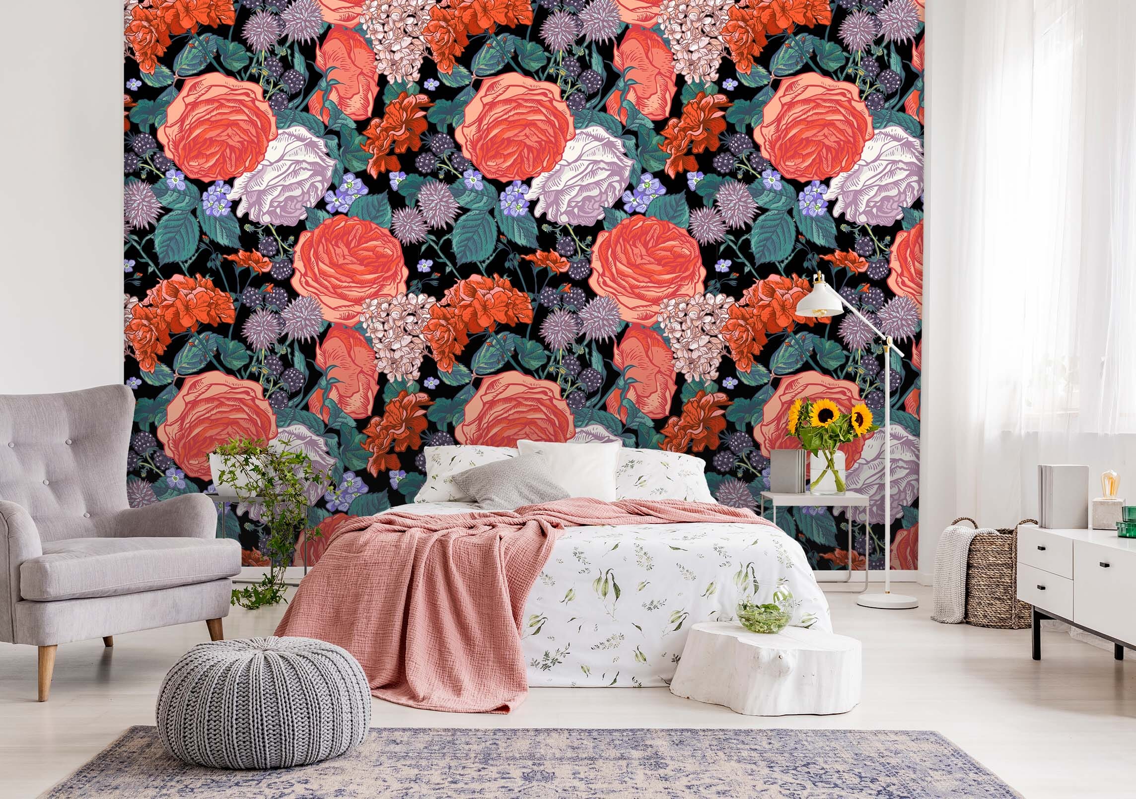 3D Graffiti Red Peony 53 Wall Murals Wallpaper AJ Wallpaper 2