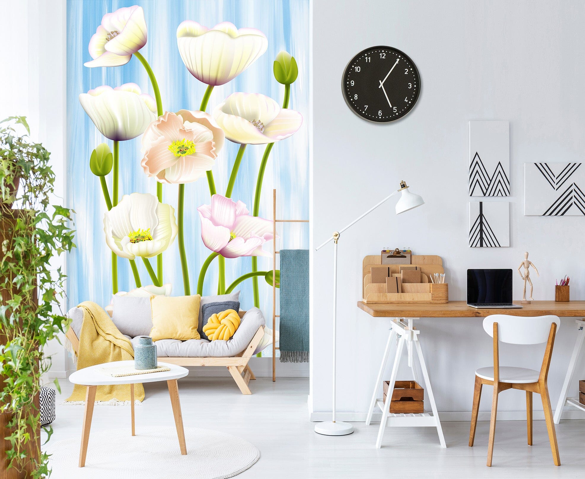 3D White Flowers 1535 Wall Murals Wallpaper AJ Wallpaper 2