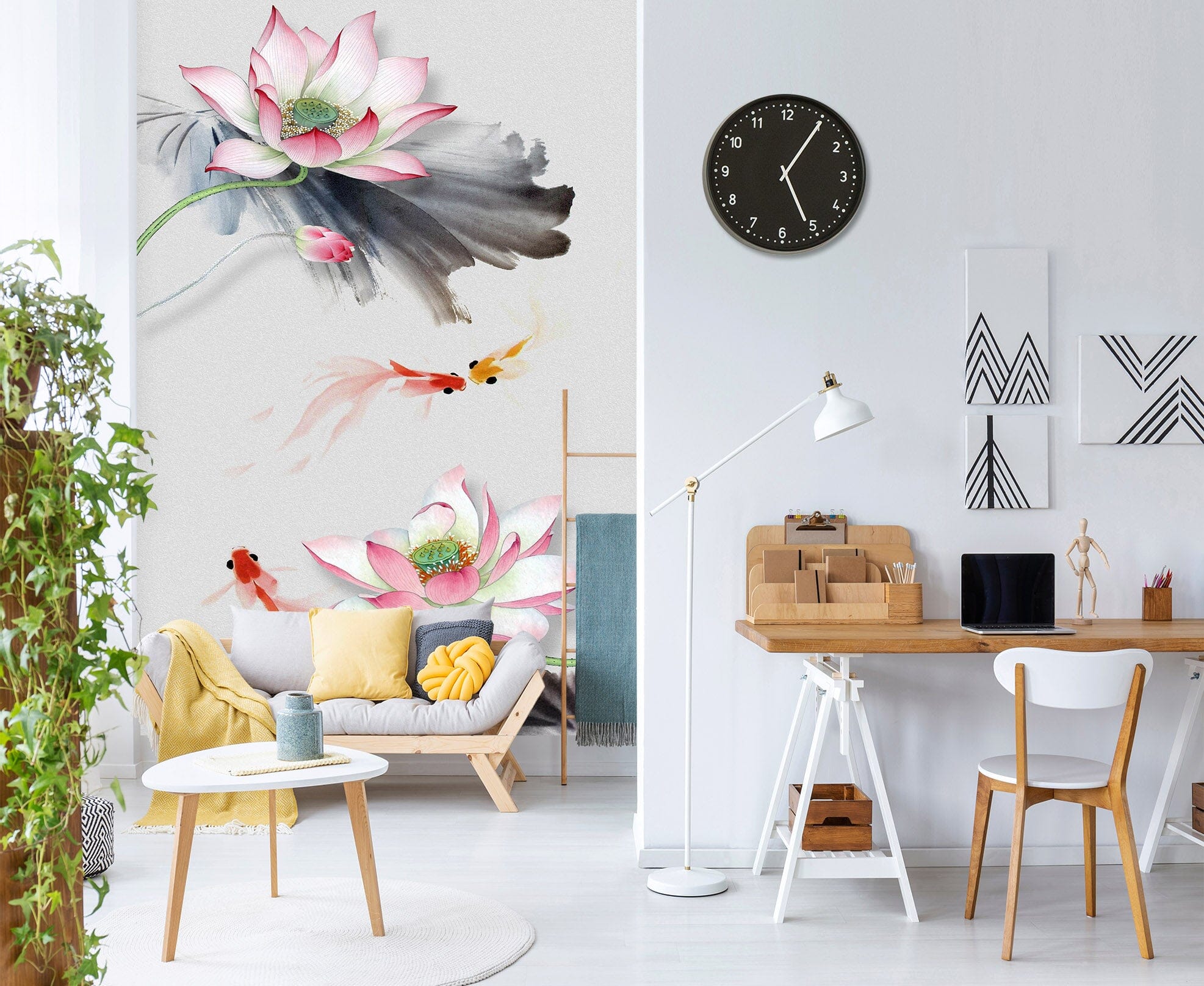 3D Painted Lotus 1854 Wall Murals Wallpaper AJ Wallpaper 2
