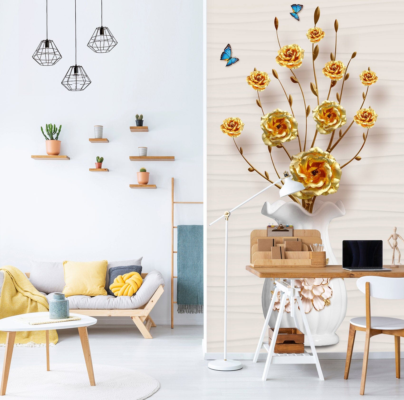 3D Butterfly Flower 1851 Wall Murals Wallpaper AJ Wallpaper 2