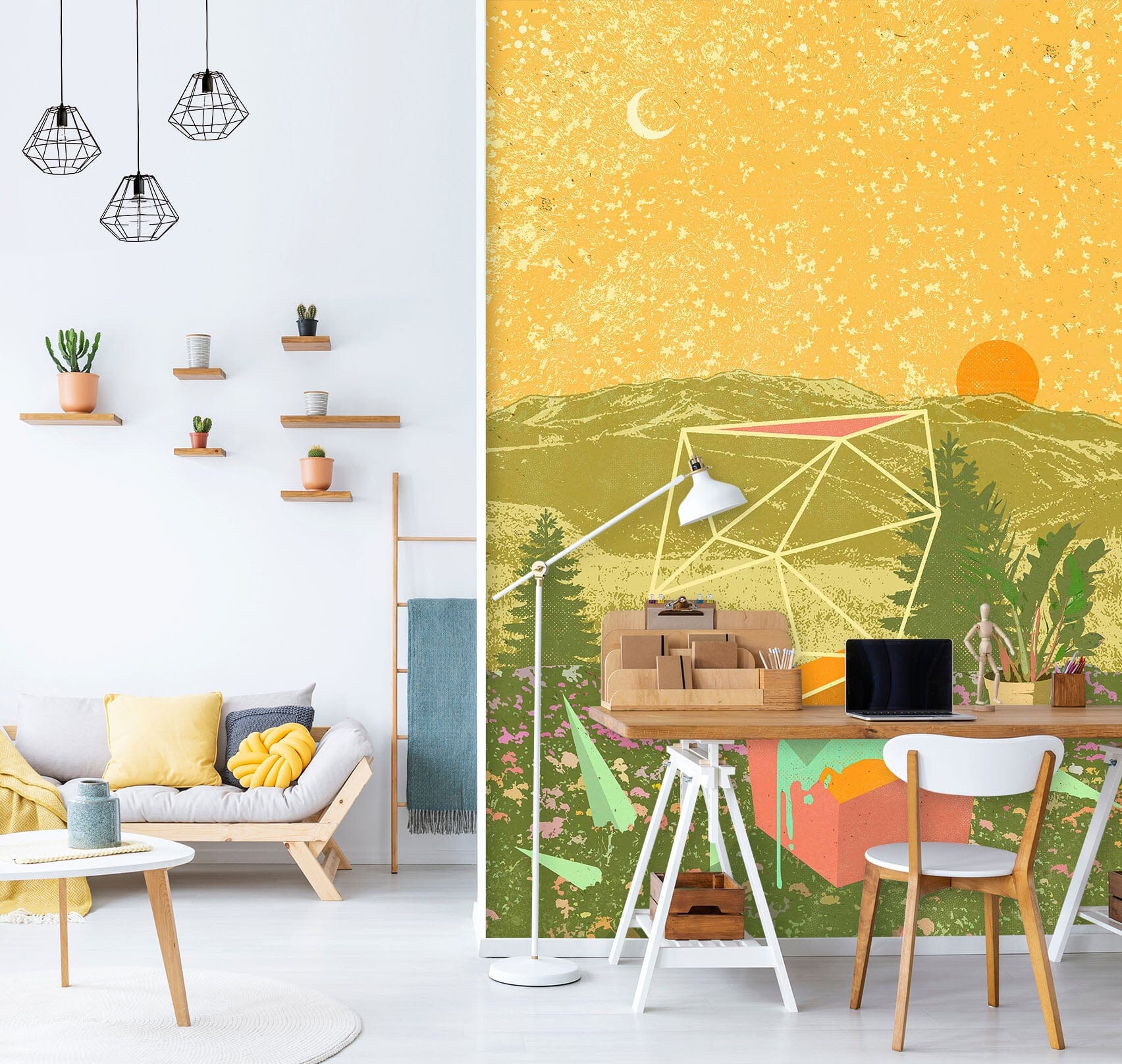 3D Geometric Field 1405 Showdeer Wall Mural Wall Murals Wallpaper AJ Wallpaper 2