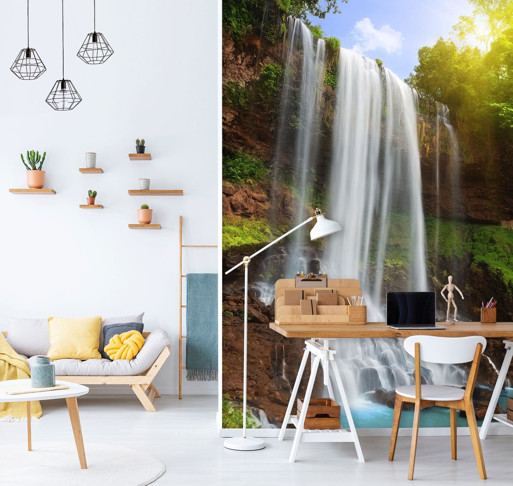 3D Long Waterfall 860 Wall Murals Wallpaper AJ Wallpaper 2