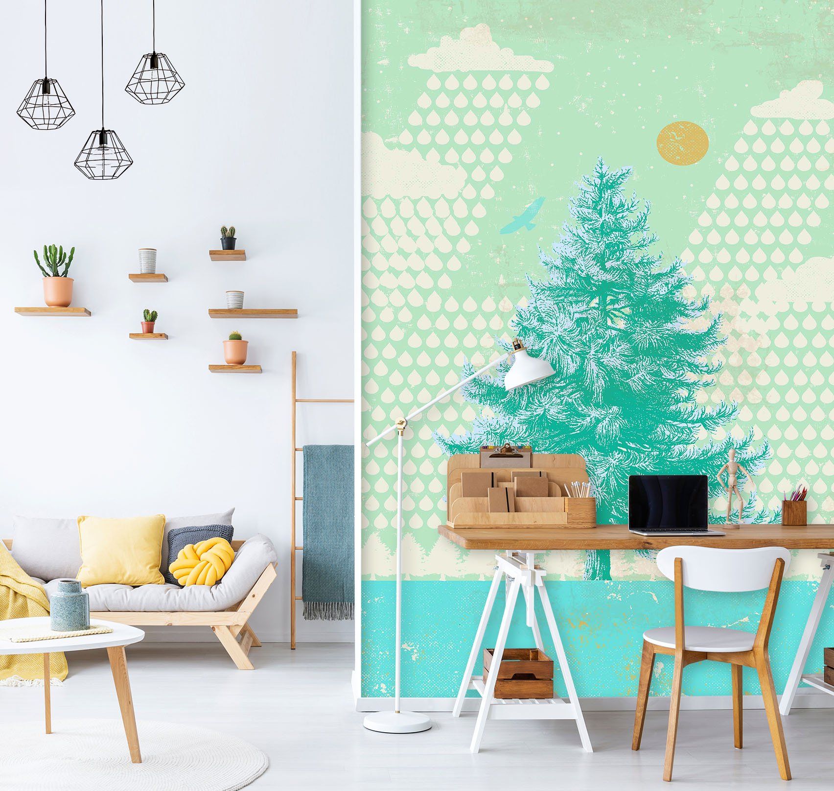 3D Blue Fir Tree 1416 Showdeer Wall Mural Wall Murals Wallpaper AJ Wallpaper 2