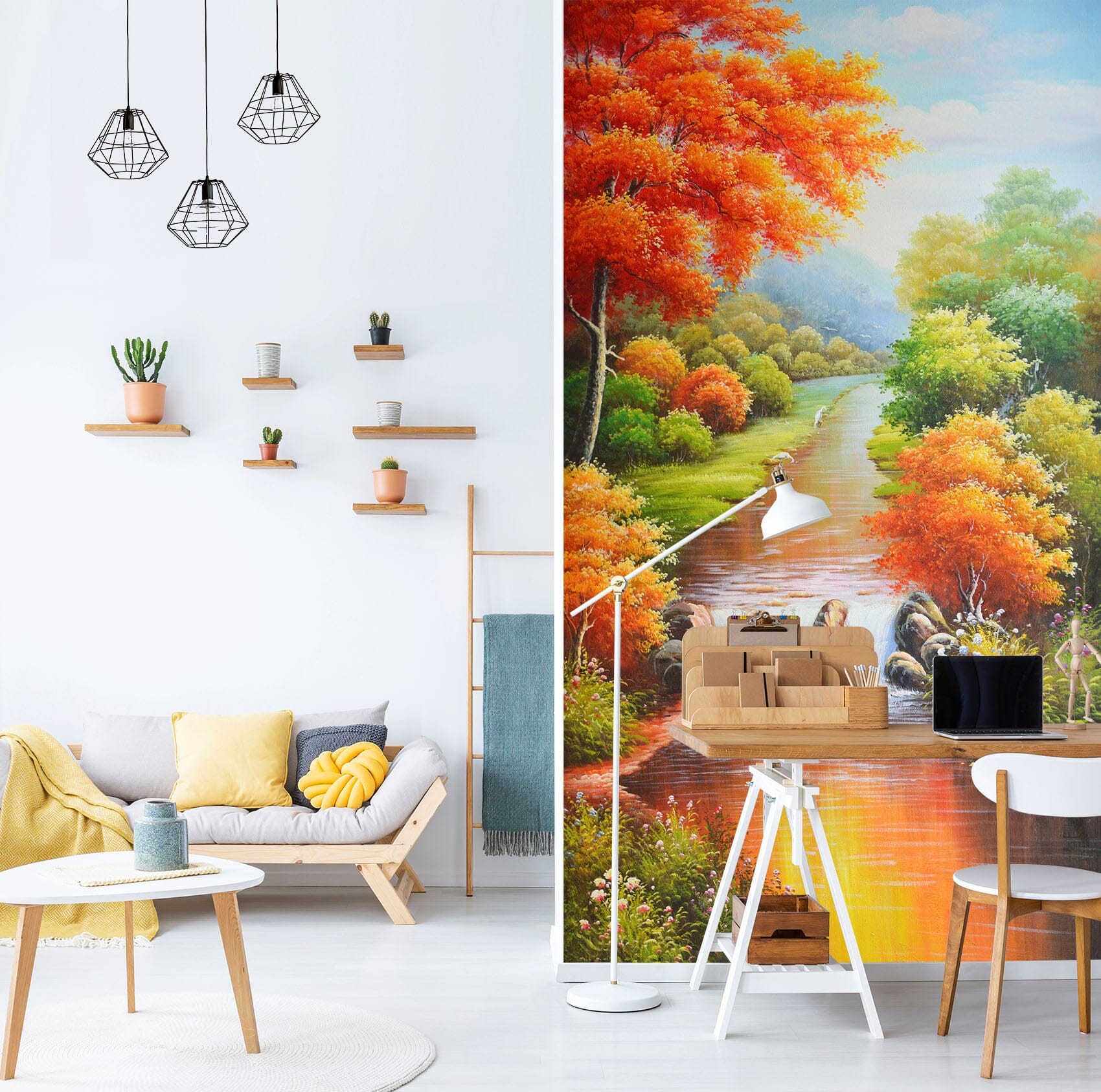 3D Autumn Stream 1871 Wall Murals Wallpaper AJ Wallpaper 2