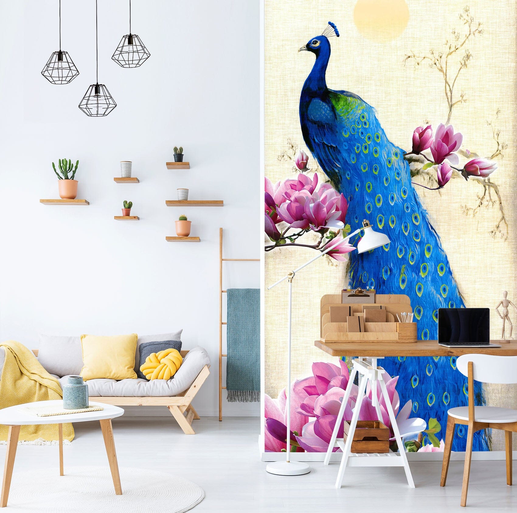 3D Flower Peacock 1842 Wall Murals Wallpaper AJ Wallpaper 2