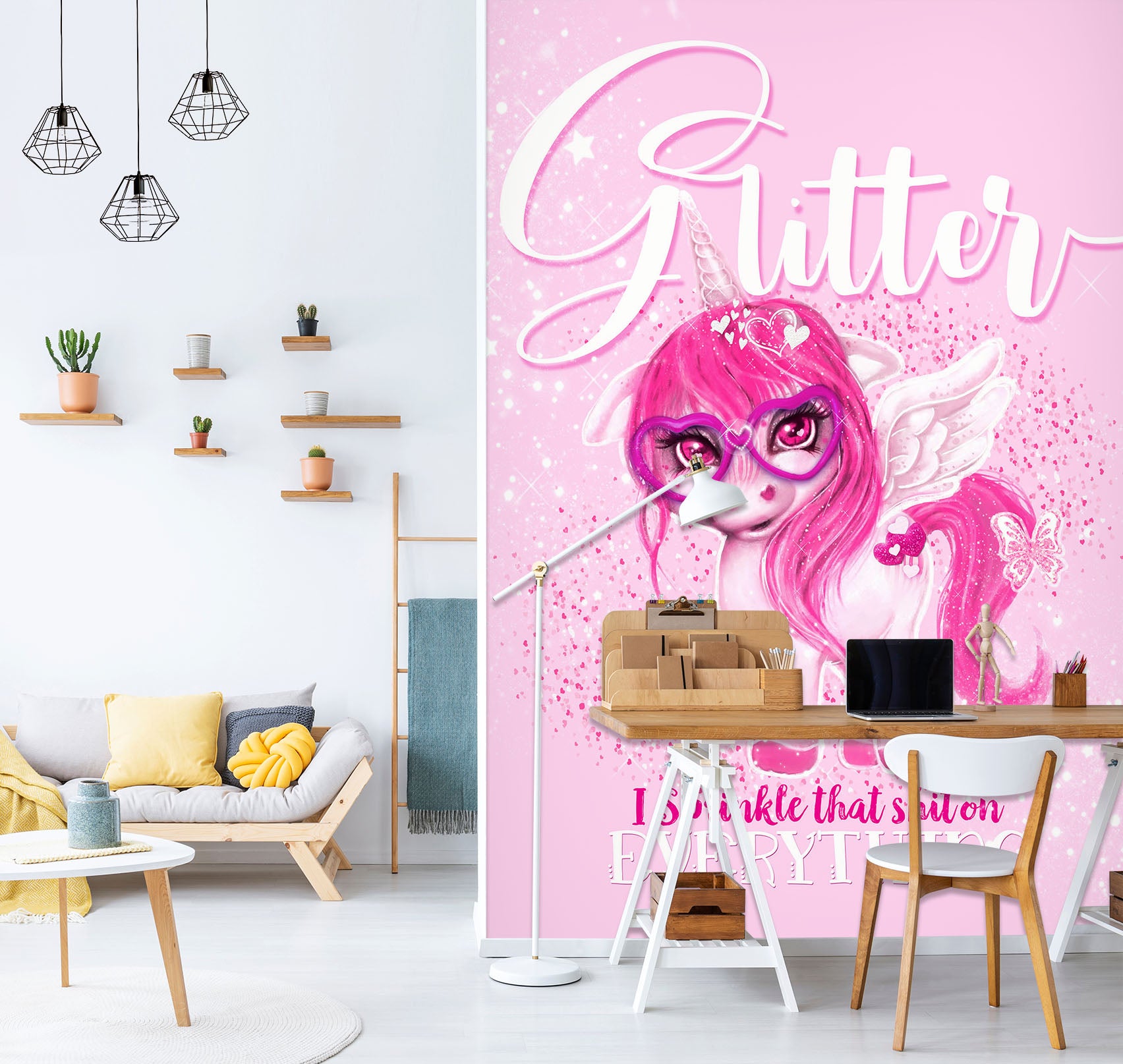 3D Pink Unicorn 8431 Sheena Pike Wall Mural Wall Murals