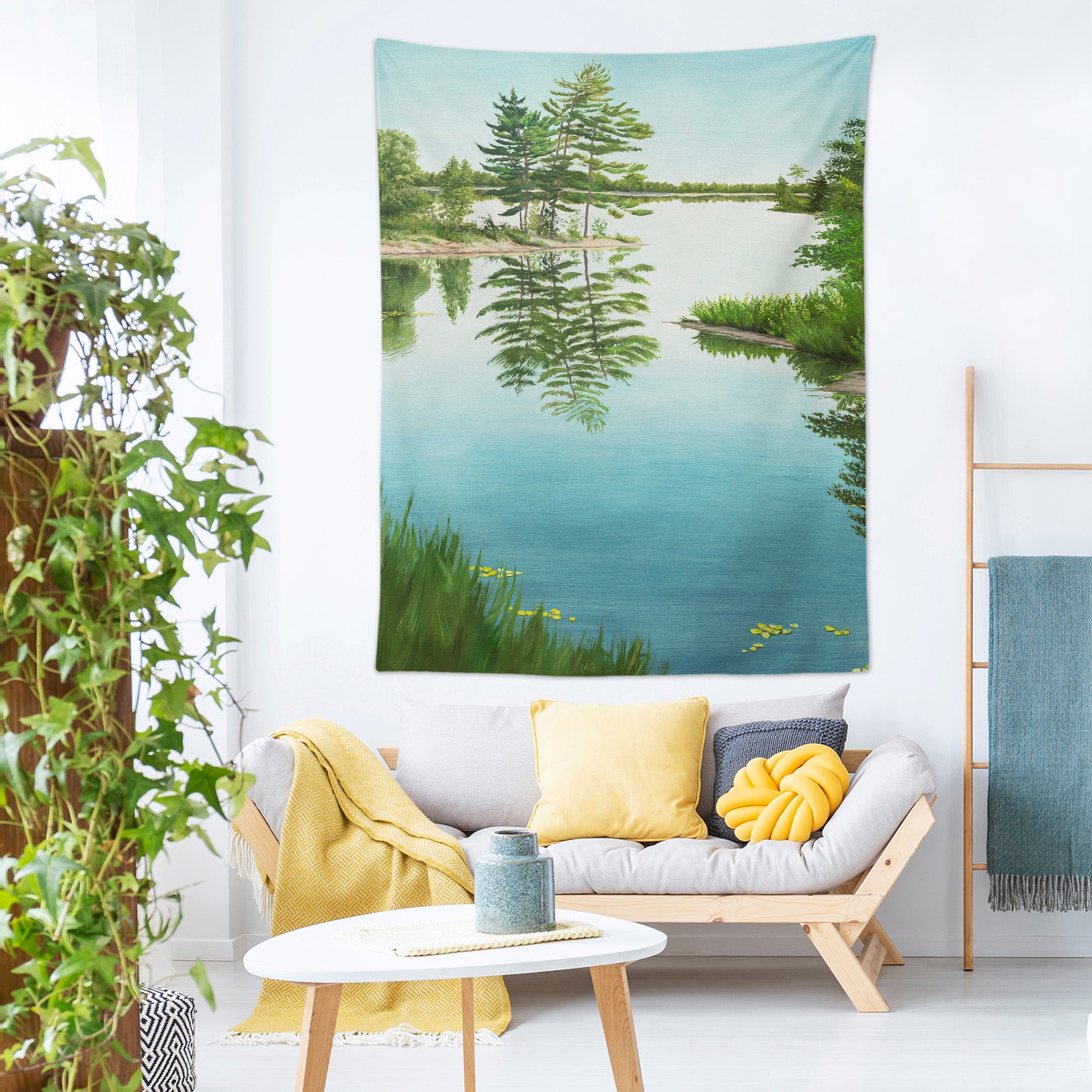 3D Small Lake Tree 5289 Marina Zotova Tapestry Hanging Cloth Hang