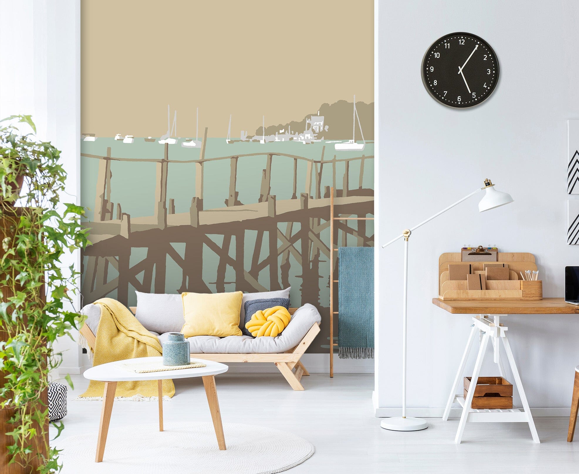 3D Sanbanks Evening Hill Pier 1047 Steve Read Wall Mural Wall Murals Wallpaper AJ Wallpaper 2